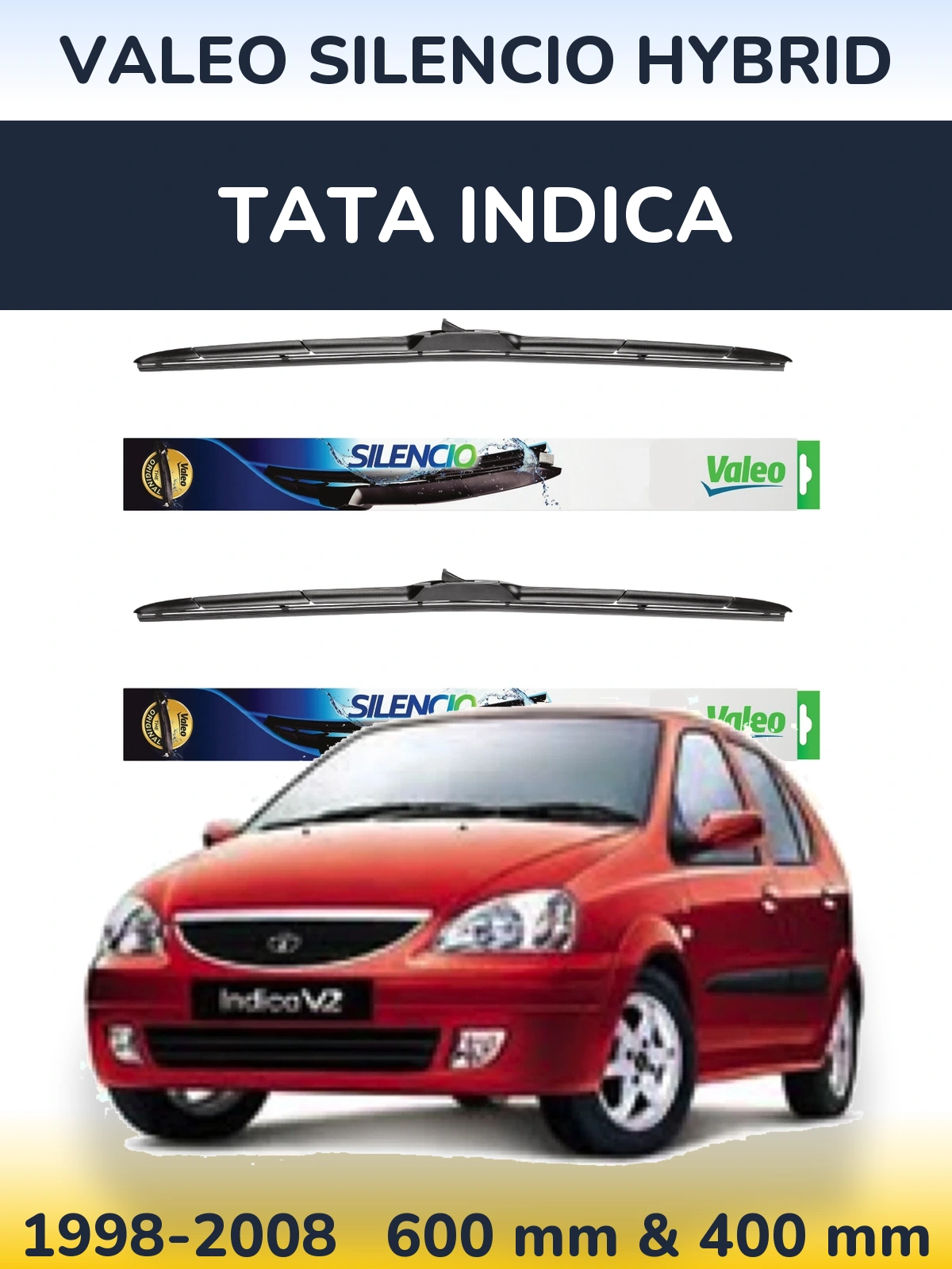 Комплект передніх щіток Valeo Silencio Hybrid 600 & 400 мм для Tata Indica 1998-2008