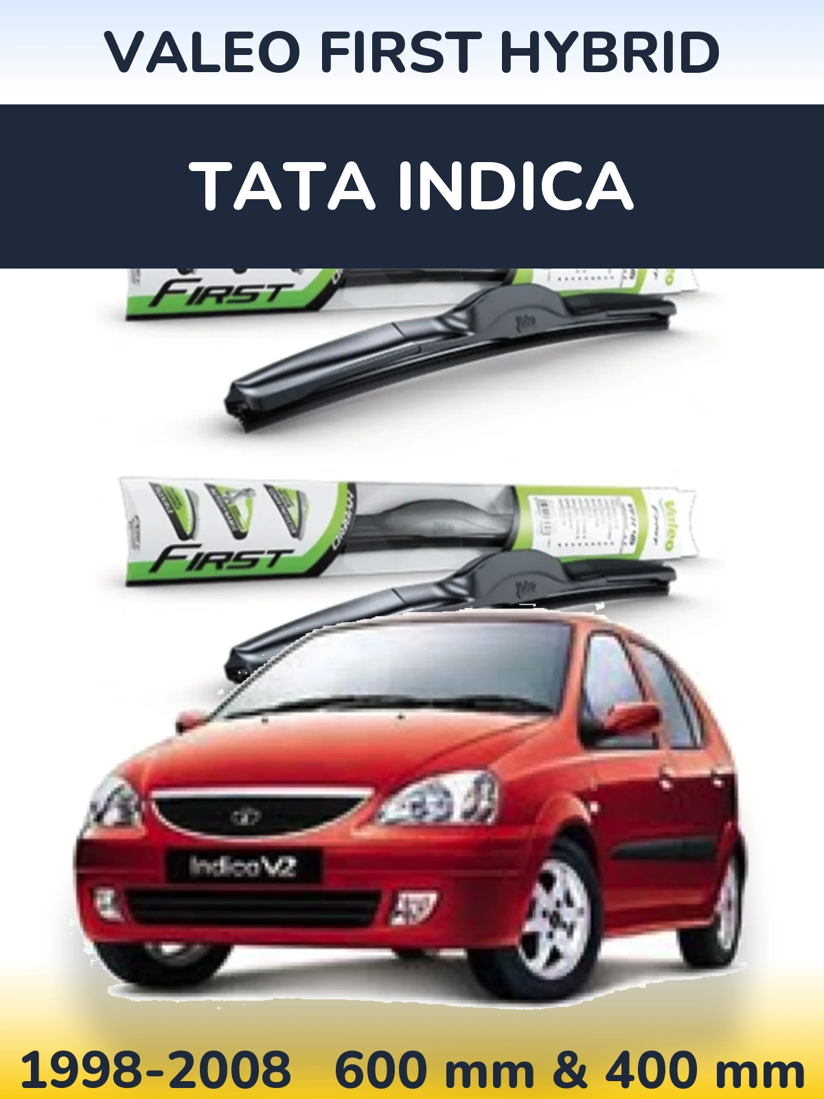 Комплект передних дворников Valeo First Hybrid 600 & 400 мм для Tata Indica 1998-2008