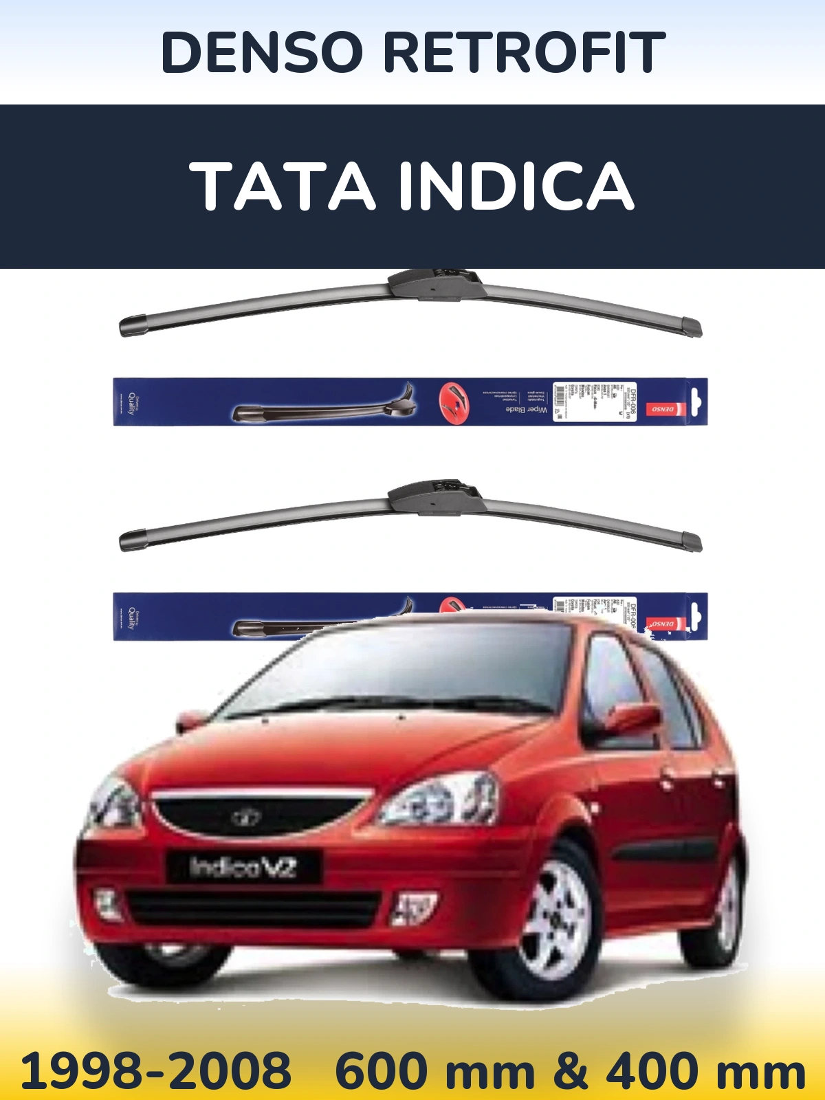 Комплект передних дворников Denso Retrofit 600 & 400 мм для Tata Indica 1998-2008
