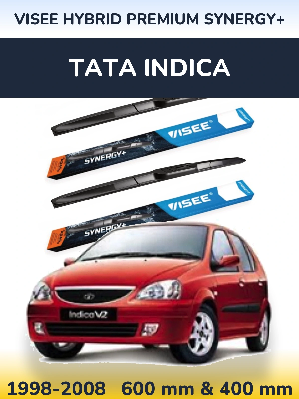 Komplet przednich wycieraczek VISEE HYBRID PREMIUM SYNERGY+ 600 & 400 mm do Tata Indica 1998-2008