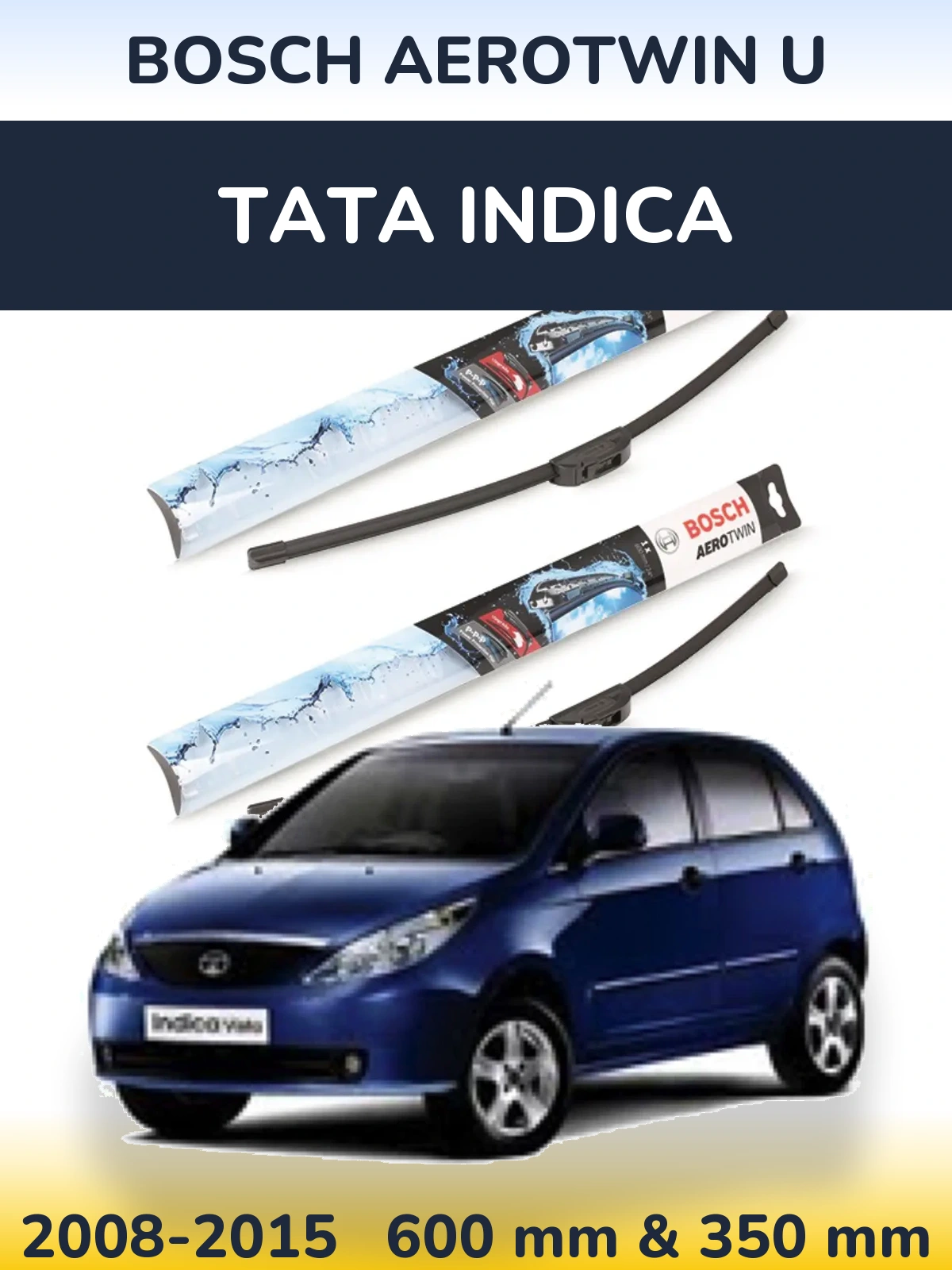 Комплект передних дворников BOSCH AeroTwin U 600 & 350 мм для Tata Indica 2008-2015