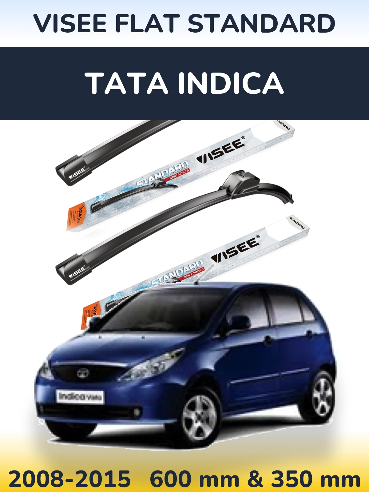Комплект передніх щіток VISEE FLAT STANDARD 600 & 350 мм для Tata Indica 2008-2015