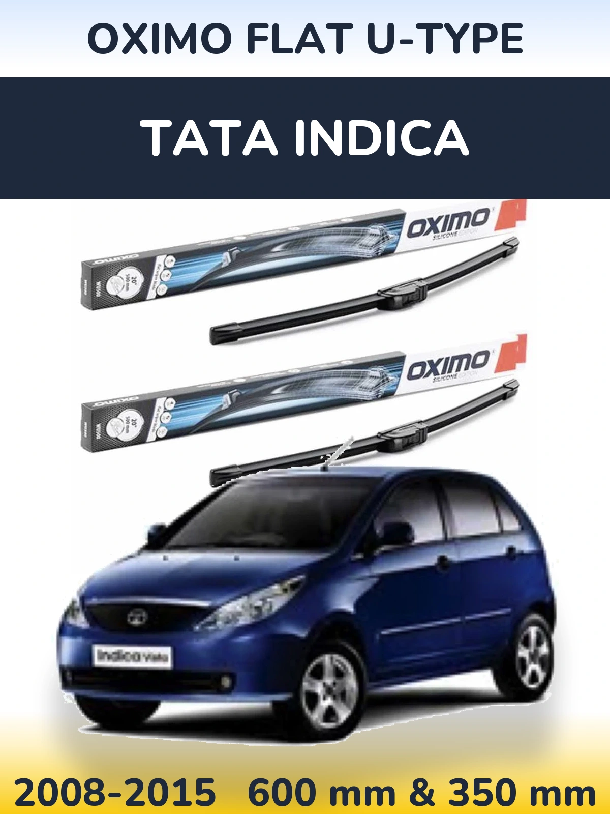 Комплект передних дворников Oximo Flat U-type 600 & 350 мм для Tata Indica 2008-2015