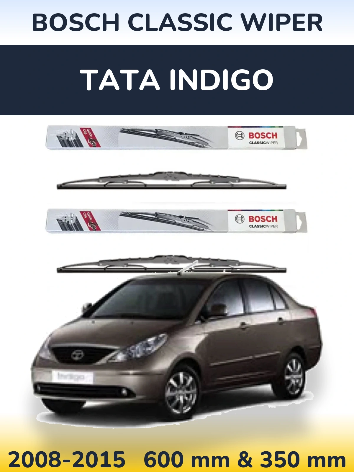 Комплект передних дворников BOSCH Classic Wiper 600 & 340 мм для Tata Indigo 2008-2015