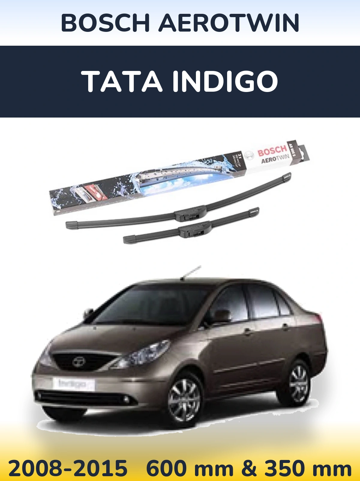 Комплект передних дворников BOSCH AeroTwin 600 & 350 мм для Tata Indigo 2008-2015