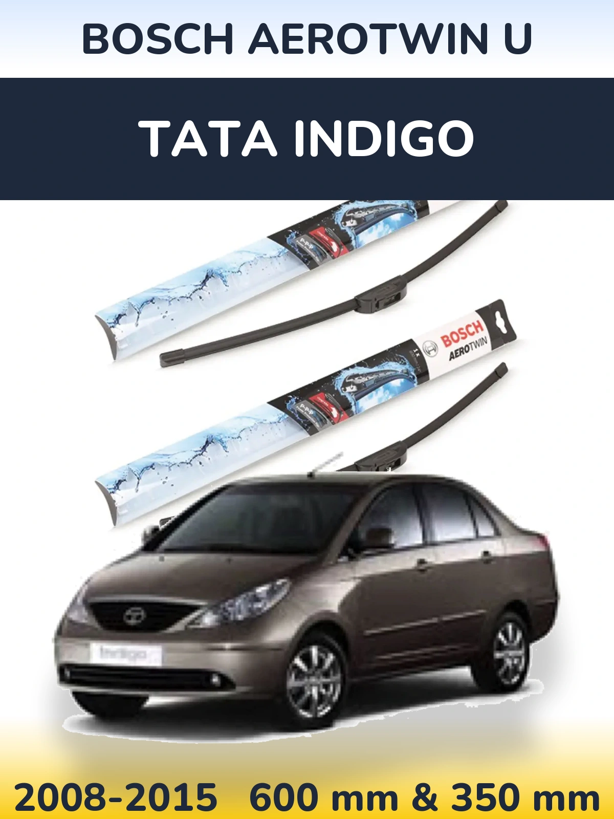 Комплект передних дворников BOSCH AeroTwin U 600 & 350 мм для Tata Indigo 2008-2015