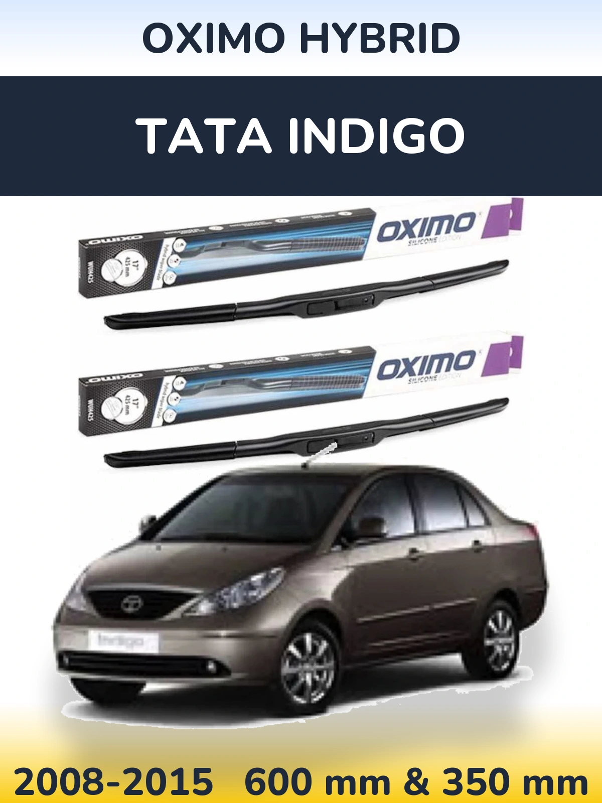 Комплект передних дворников Oximo Hybrid 600 & 350 мм для Tata Indigo 2008-2015