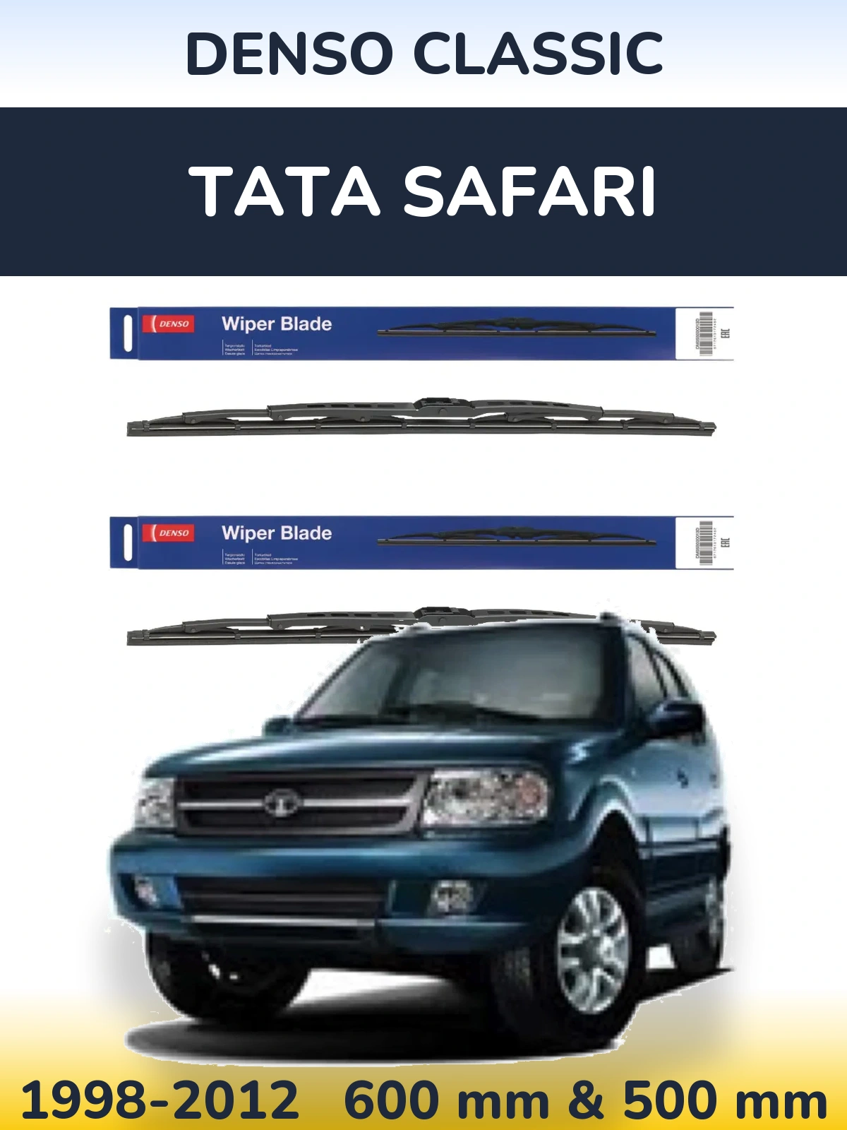 Комплект передних дворников Denso Classic 600 & 500 мм для Tata Safari 1998-2012