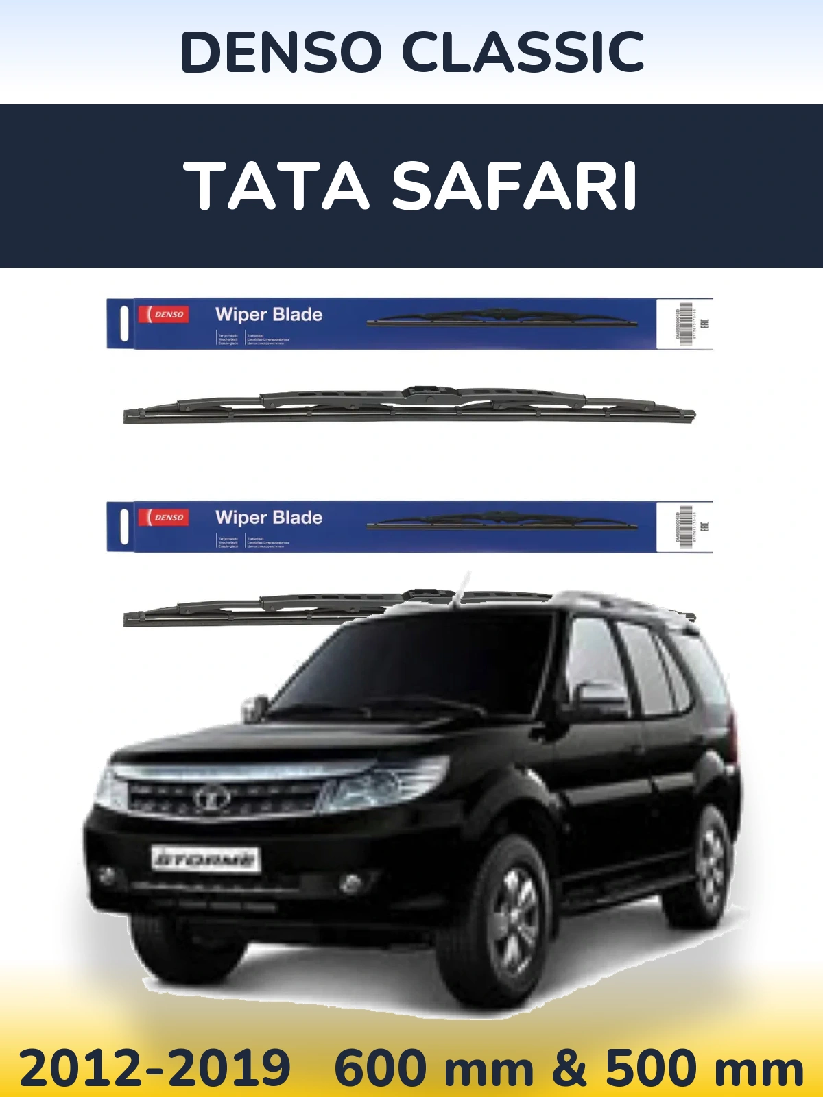 Front wiper blade set Denso Classic 600 & 500 mm for Tata Safari 2012-2019