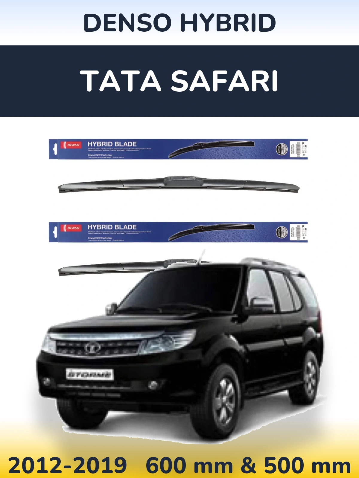 Комплект передних дворников Denso Hybrid 600 & 500 мм для Tata Safari 2012-2019