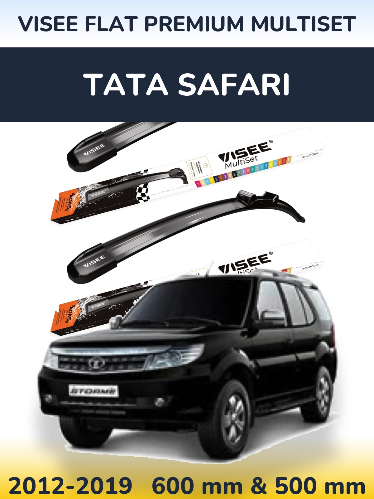Комплект передних дворников VISEE FLAT PREMIUM MultiSet 600 & 500 мм для Tata Safari 2012-2019