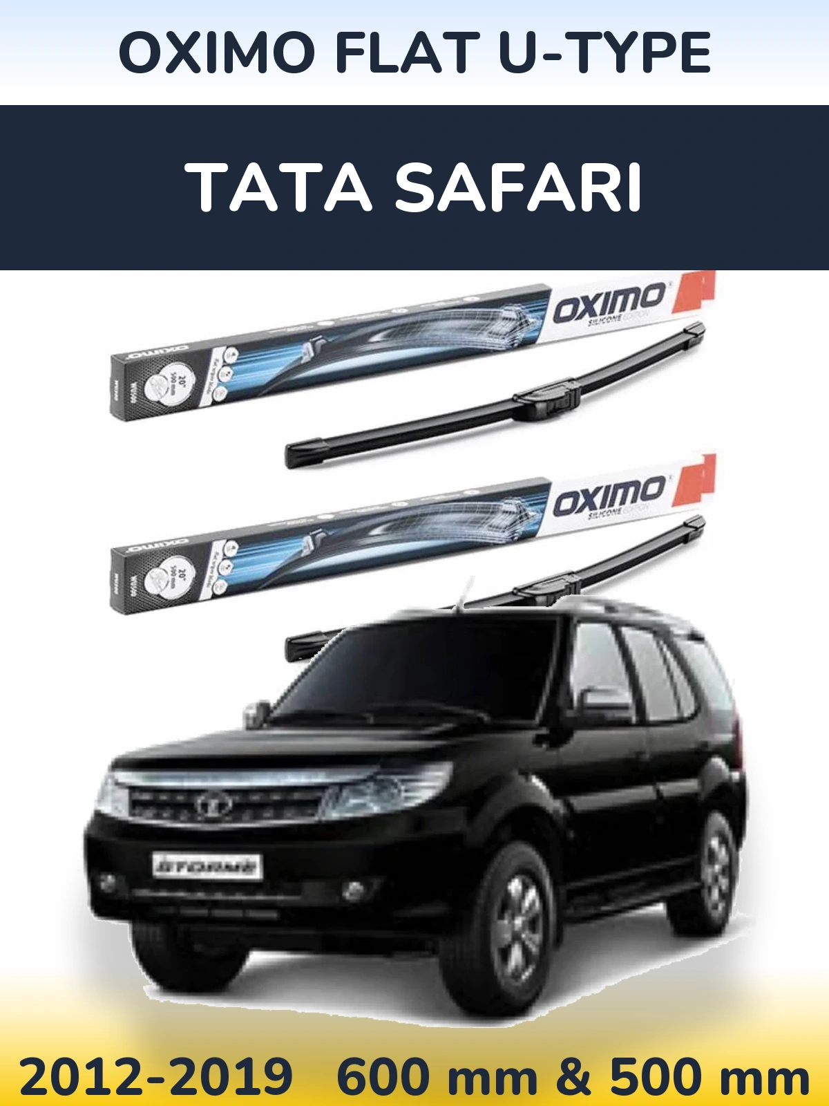 Komplet przednich wycieraczek Oximo Flat U-type 600 & 500 mm do Tata Safari 2012-2019