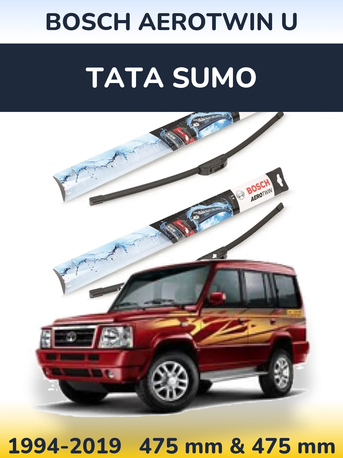 Komplet przednich wycieraczek BOSCH AeroTwin U 475 & 475 mm do Tata Sumo 1994-2019