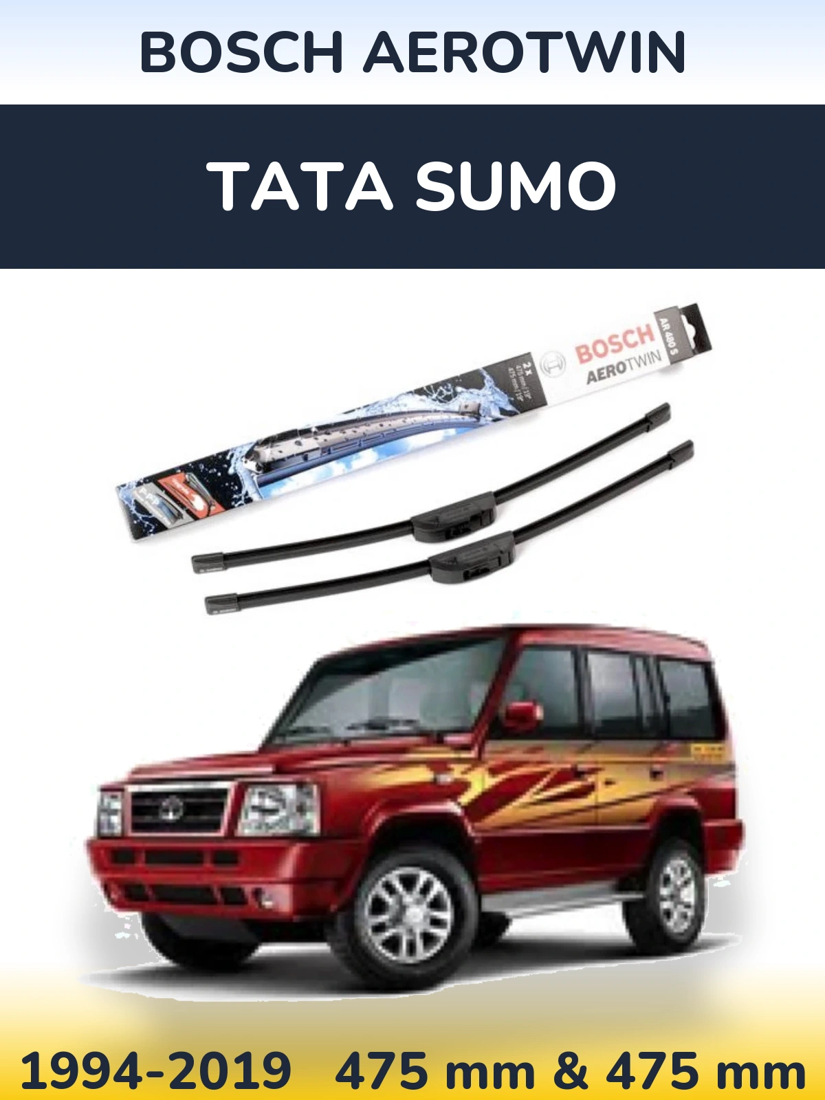 Komplet przednich wycieraczek BOSCH AeroTwin 475 & 475 mm do Tata Sumo 1994-2019