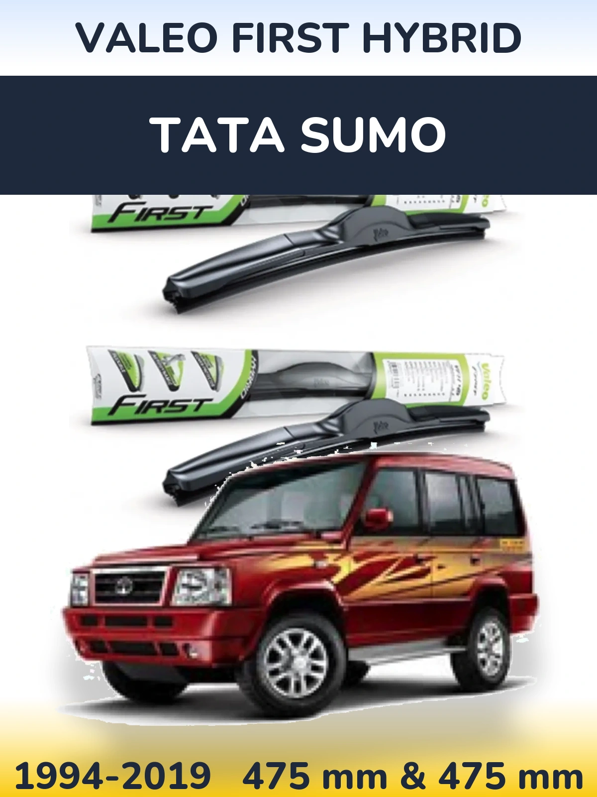 Komplet przednich wycieraczek Valeo First Hybrid 475 & 475 mm do Tata Sumo 1994-2019