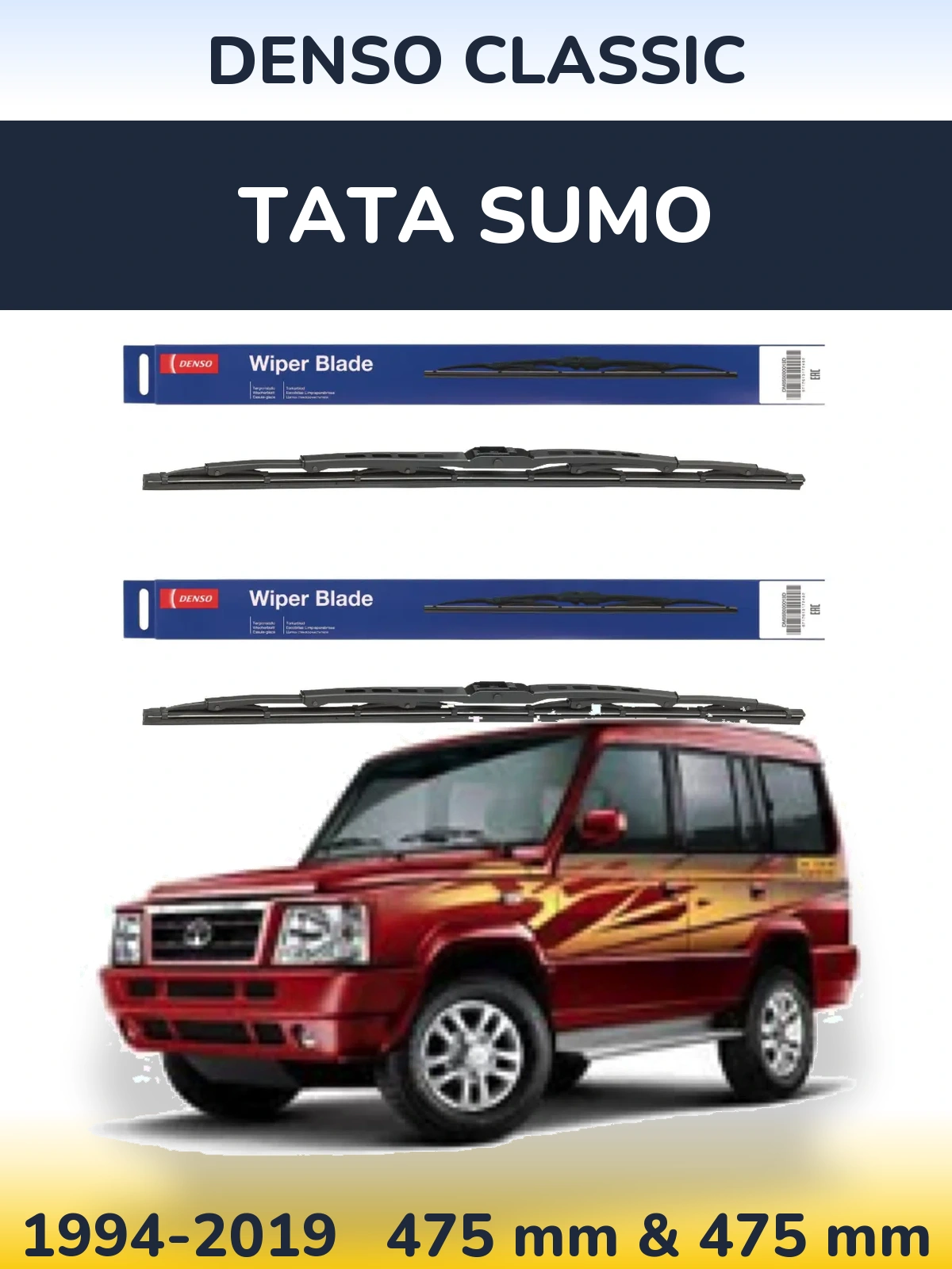 Komplet przednich wycieraczek Denso Classic 475 & 475 mm do Tata Sumo 1994-2019