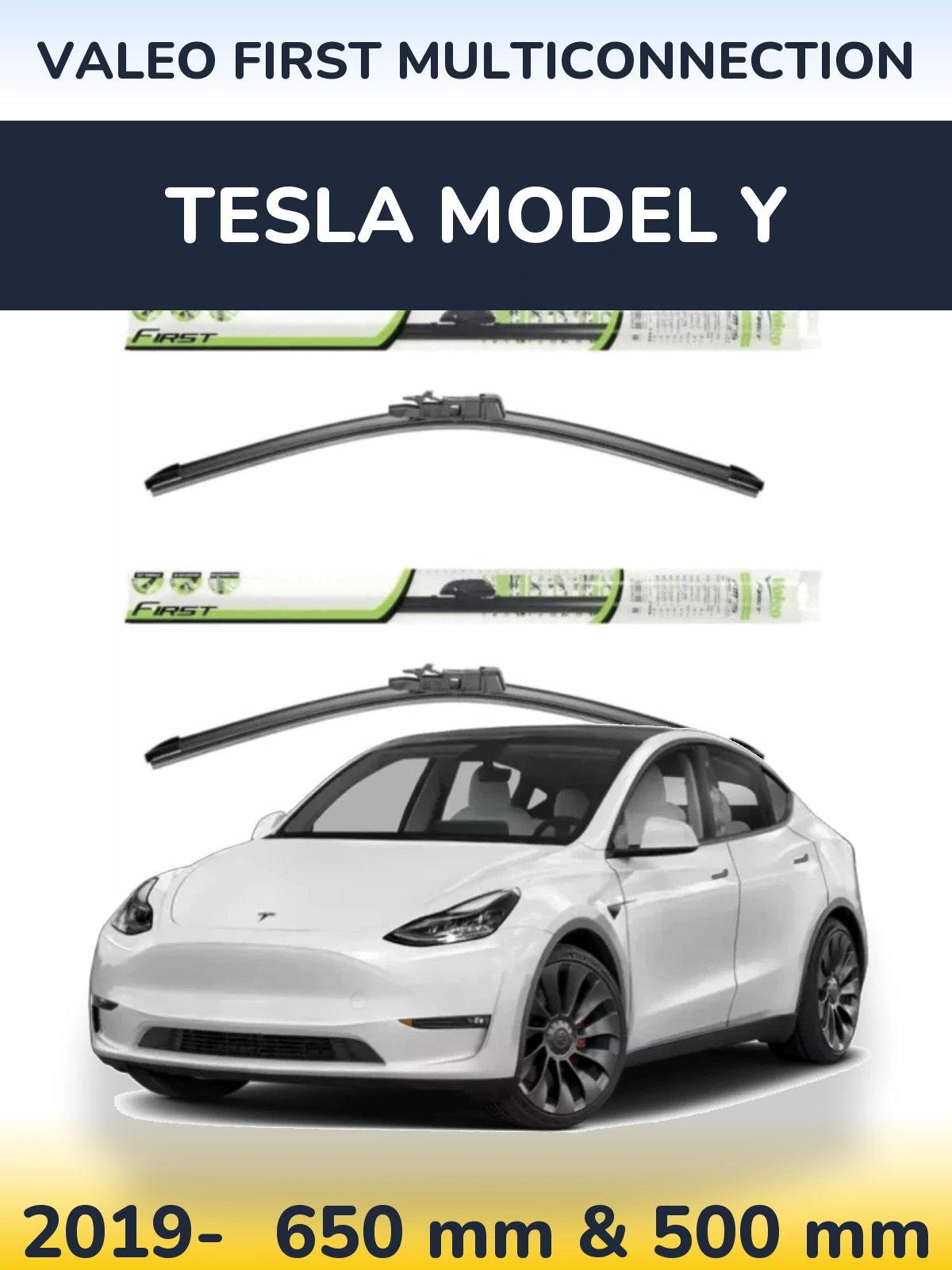 Комплект передніх щіток Valeo First MultiConnection 650 & 500 мм для Tesla Модель Y 2019-2026