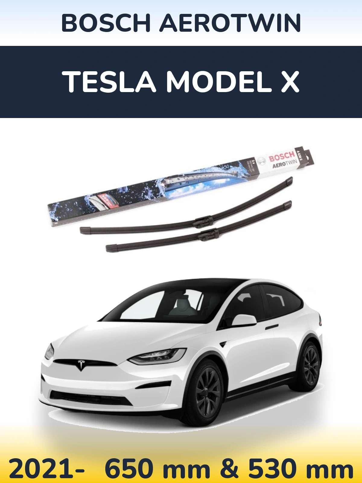 Komplet przednich wycieraczek BOSCH AeroTwin 650 & 530 mm do Tesla Model X 2021-2026