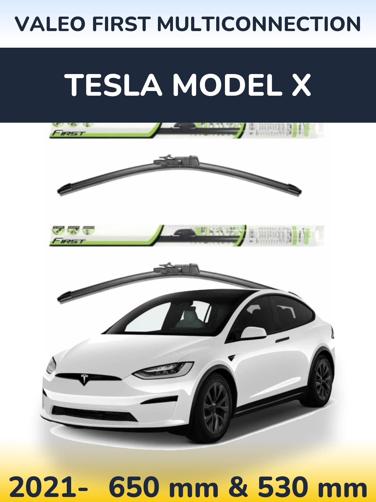 Komplet przednich wycieraczek Valeo First MultiConnection 650 & 530 mm do Tesla Model X 2021-2026