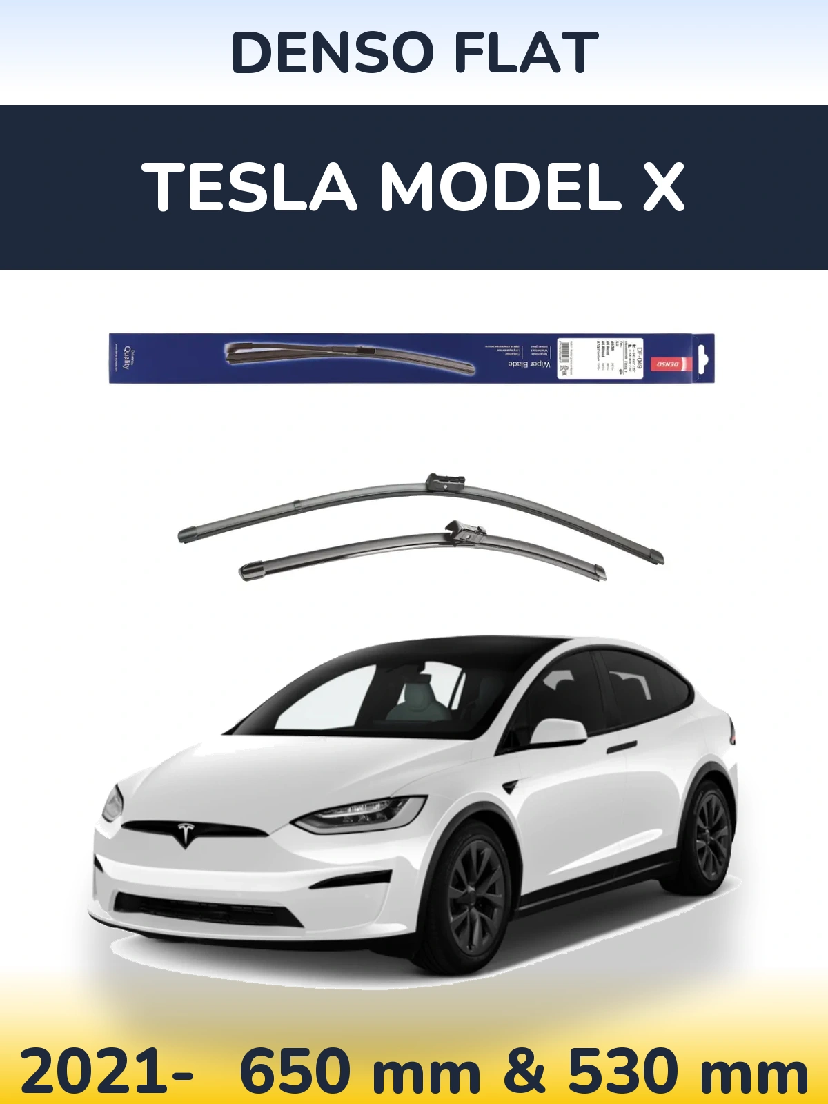 Komplet przednich wycieraczek Denso Flat 640 & 520 mm do Tesla Model X 2021-2026