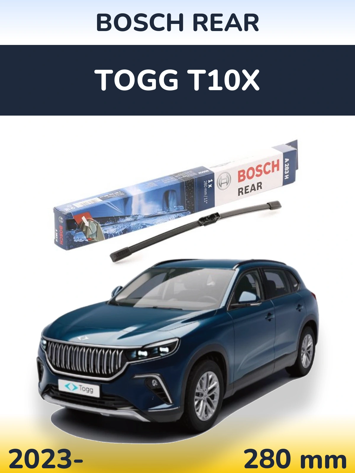 Задний дворник BOSCH Rear 280 мм для TOGG T10X 2023-2026