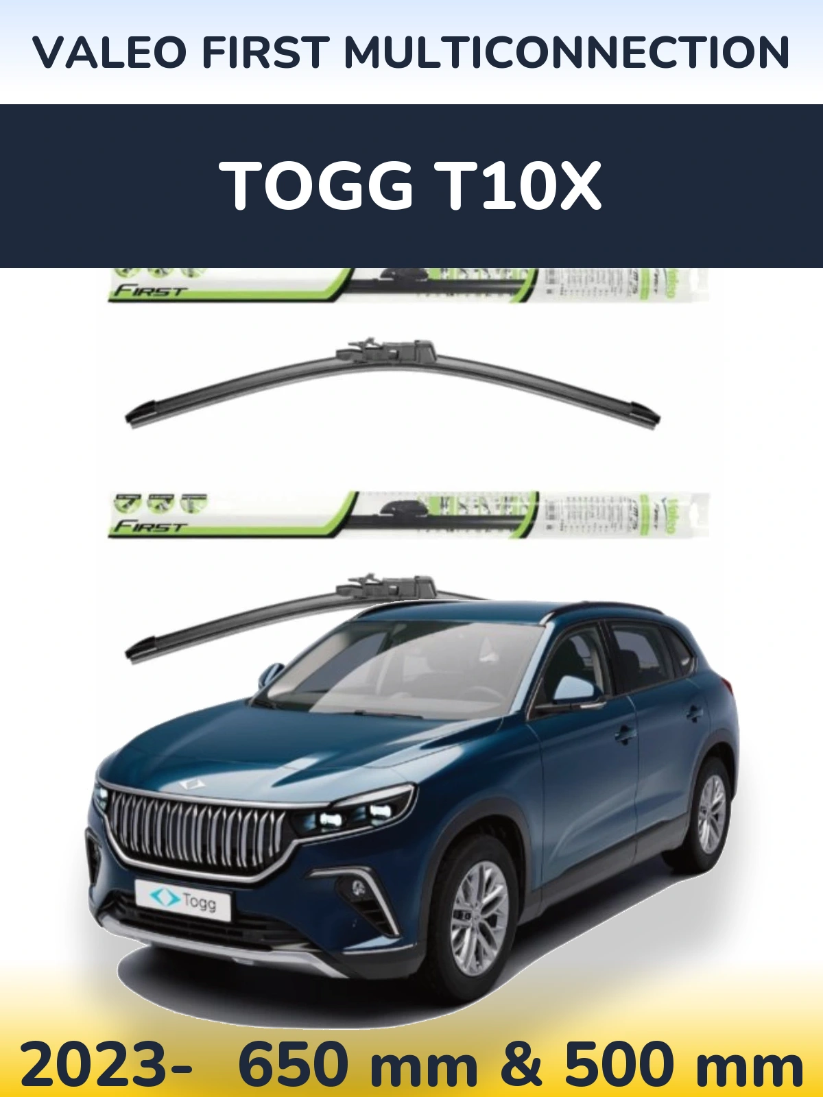Комплект передніх щіток Valeo First MultiConnection 650 & 500 мм для TOGG T10X 2023-2026
