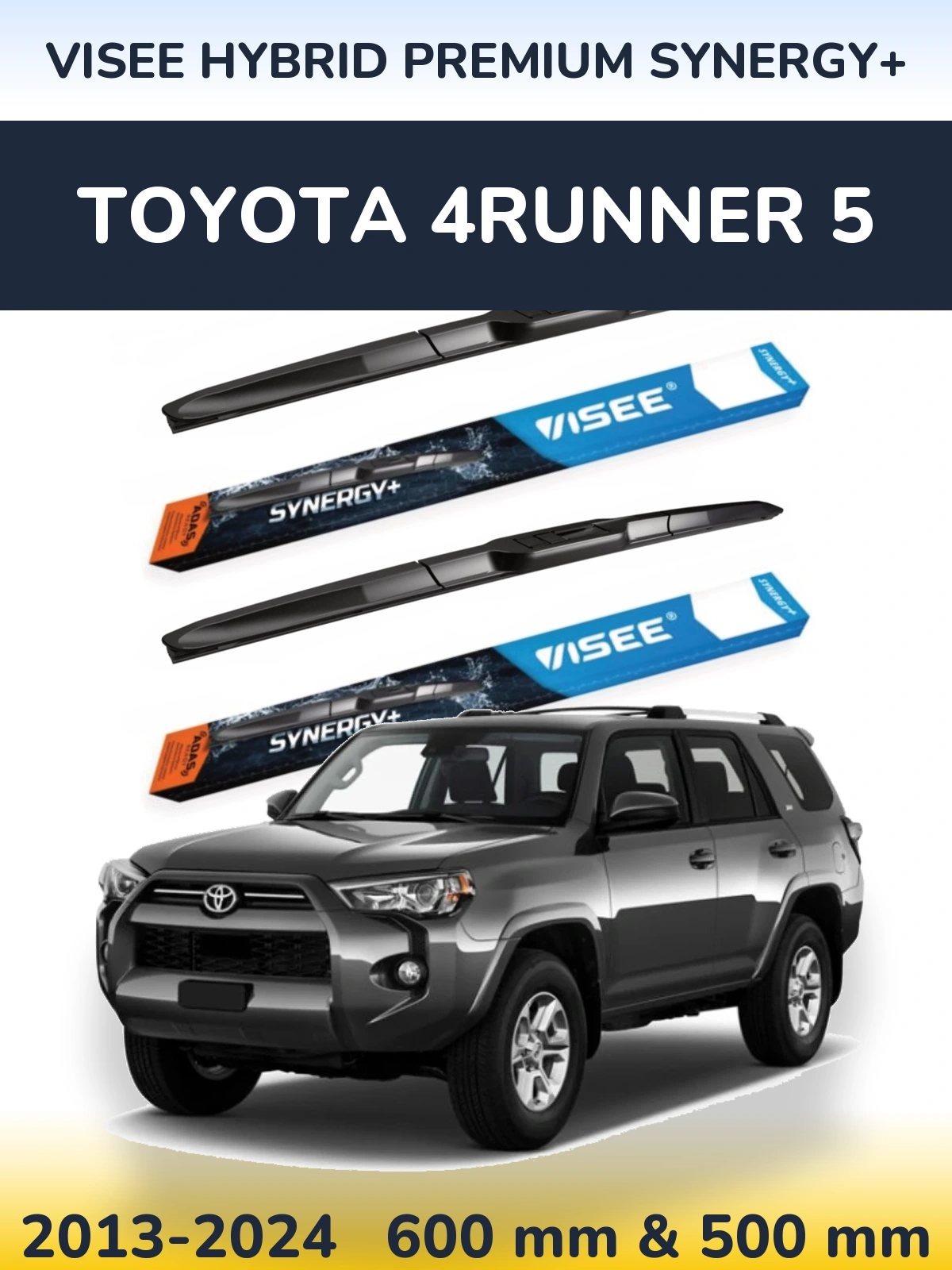 Комплект передних дворников VISEE HYBRID PREMIUM SYNERGY+ 600 & 500 мм для Toyota 4Runner 5 2013-2024