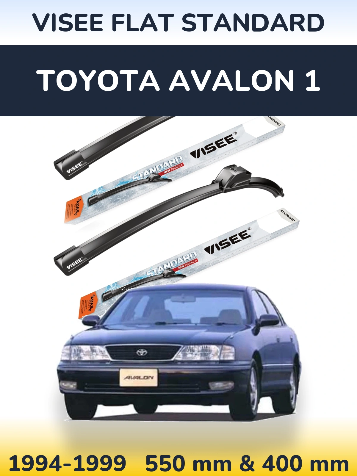 Комплект передних дворников VISEE FLAT STANDARD 550 & 400 мм для Toyota Avalon 1 1994-1999