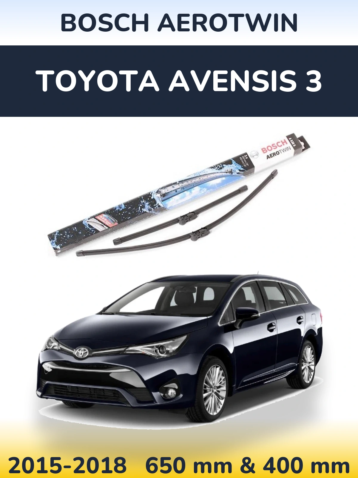 Комплект передніх щіток BOSCH AeroTwin 650 & 400 мм для Toyota Avensis 3 2015-2018