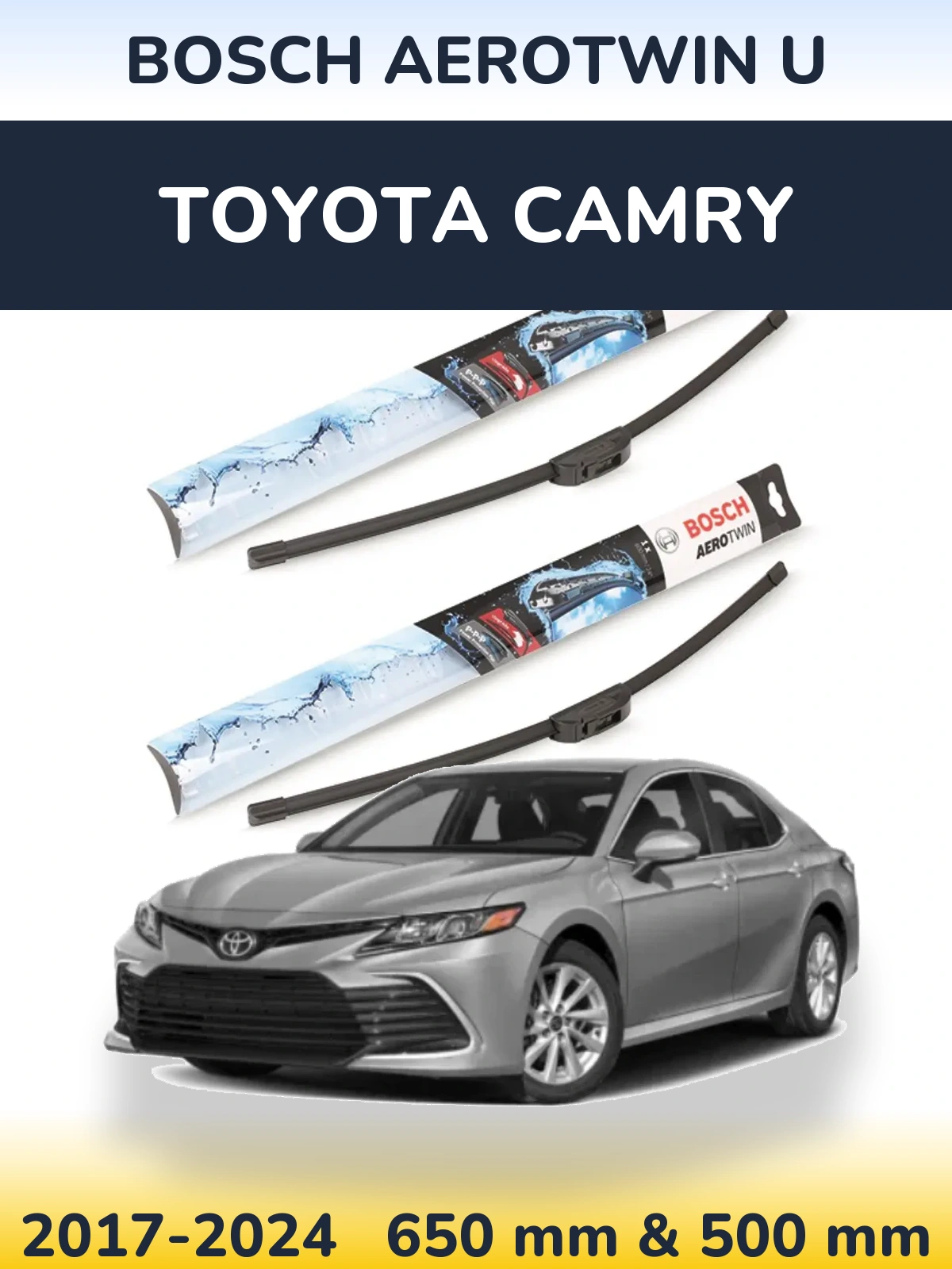 Комплект передніх щіток BOSCH AeroTwin U 650 & 500 мм для Toyota Camry 2017-2024