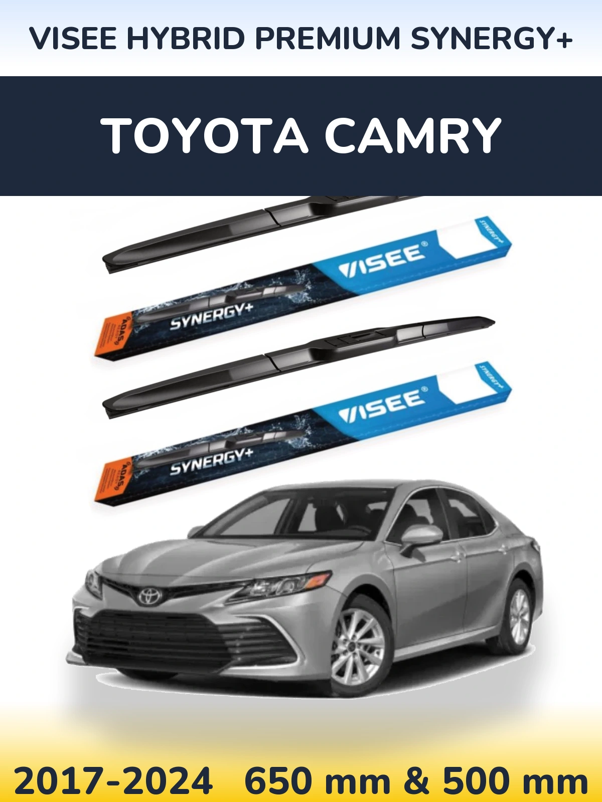 Комплект передних дворников VISEE HYBRID PREMIUM SYNERGY+ 650 & 500 мм для Toyota Camry 2017-2024
