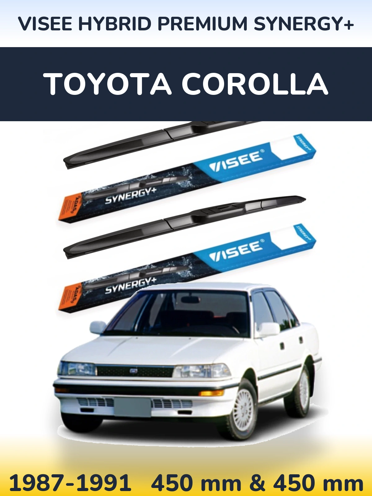 Komplet przednich wycieraczek VISEE HYBRID PREMIUM SYNERGY+ 450 & 450 mm do Toyota Corolla 1987-1991