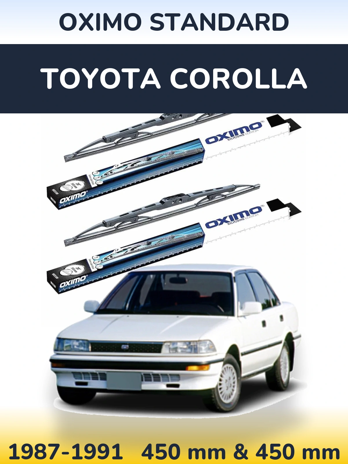 Front wiper blade set Oximo Standard 450 & 450 mm for Toyota Corolla 1987-1991