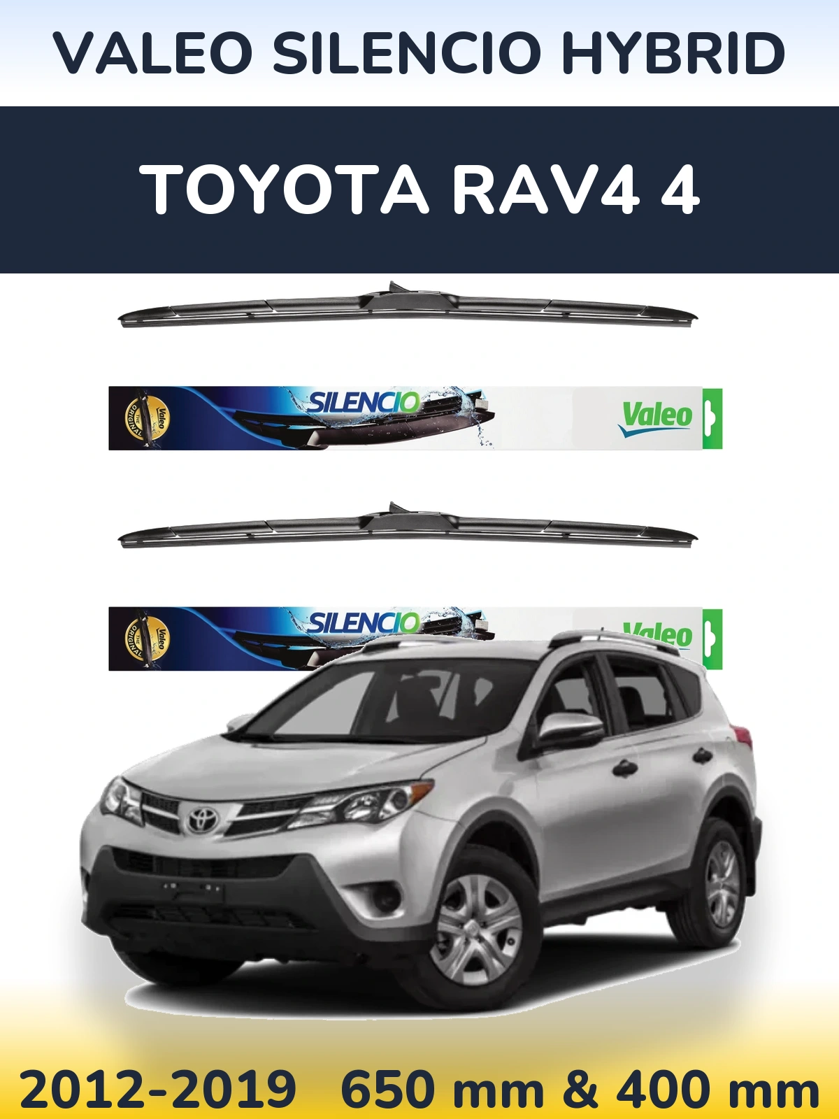 Komplet przednich wycieraczek Valeo Silencio Hybrid 650 & 400 mm do Toyota RAV4 4 2012-2019