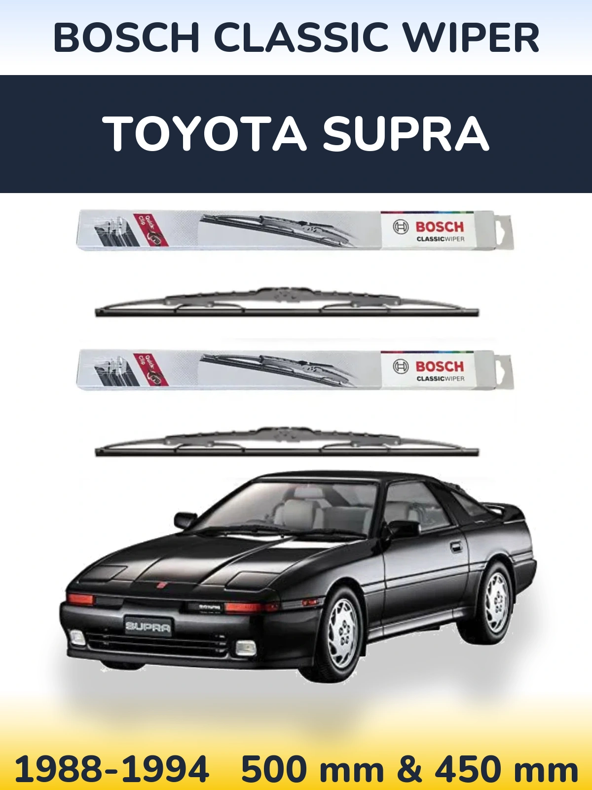 Комплект передних дворников BOSCH Classic Wiper 500 & 450 мм для Toyota Supra 1988-1994