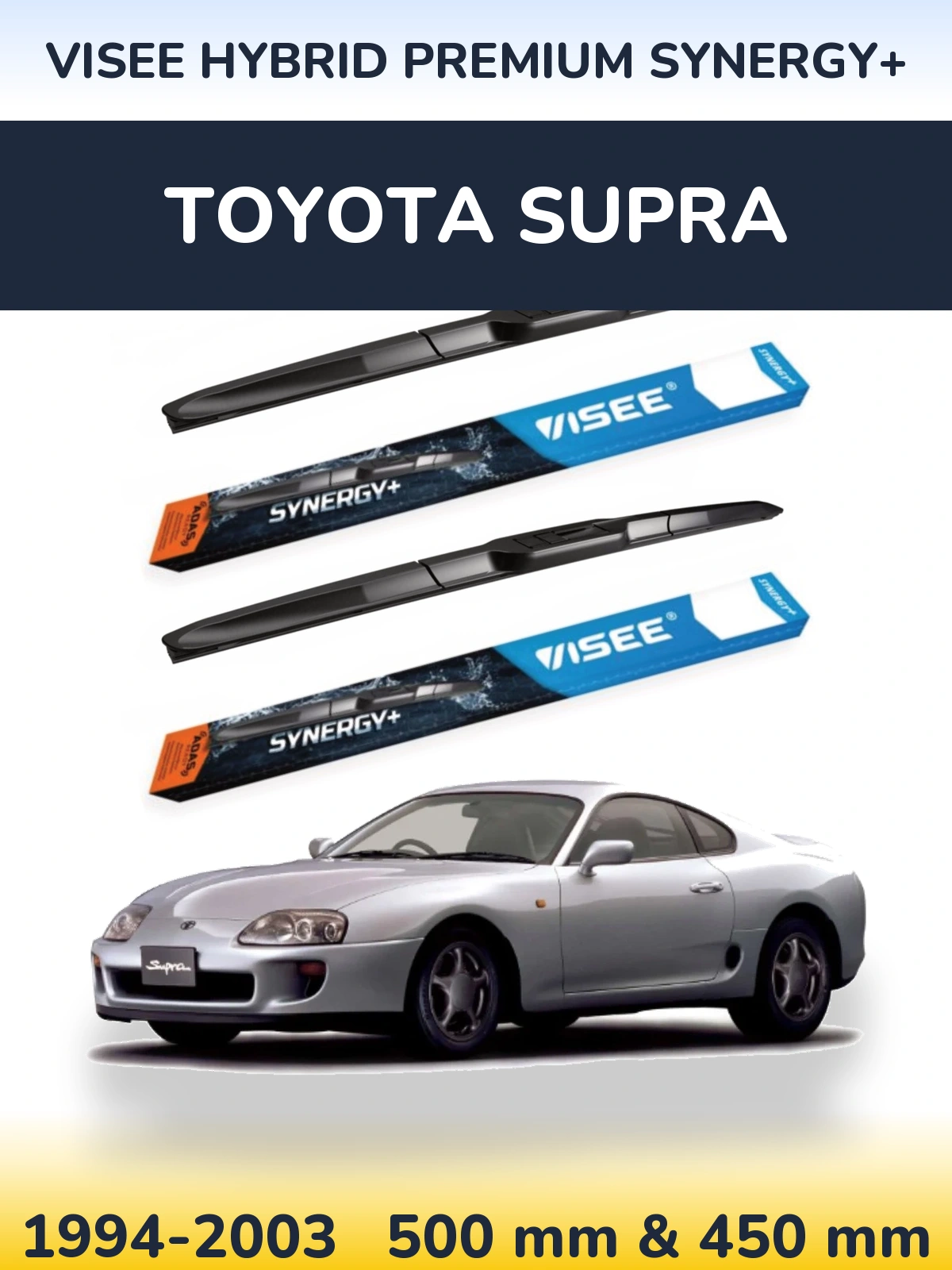 Комплект передних дворников VISEE HYBRID PREMIUM SYNERGY+ 500 & 450 мм для Toyota Supra 1994-2003