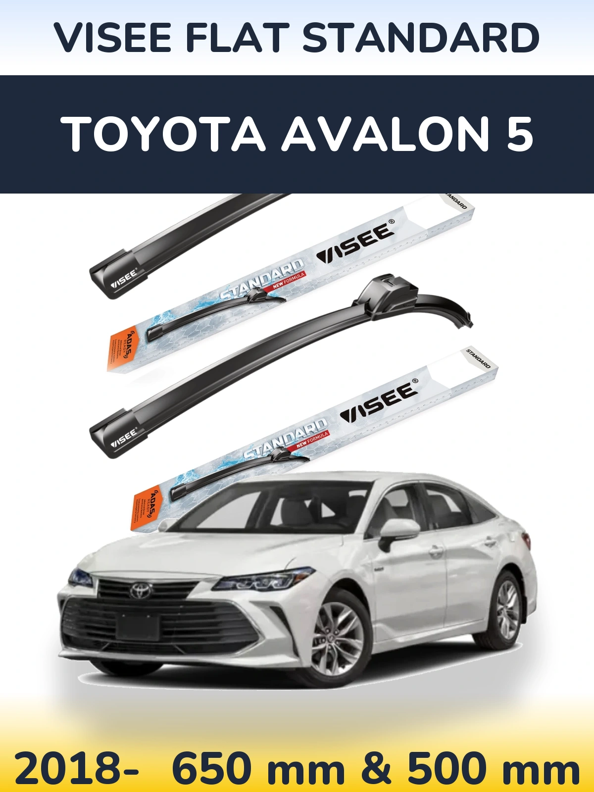 Комплект передніх щіток VISEE FLAT STANDARD 650 & 500 мм для Toyota Avalon 5 2018-2026