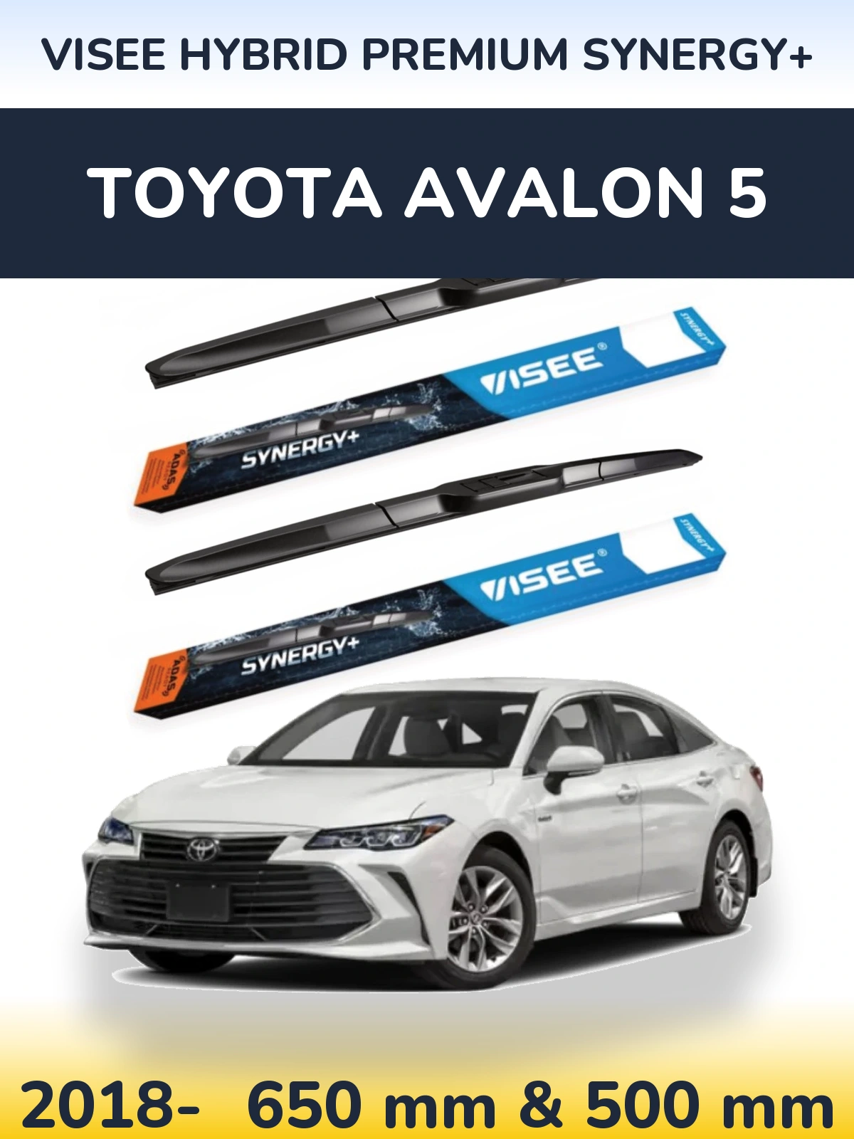 Комплект передних дворников VISEE HYBRID PREMIUM SYNERGY+ 650 & 500 мм для Toyota Avalon 5 2018-2026