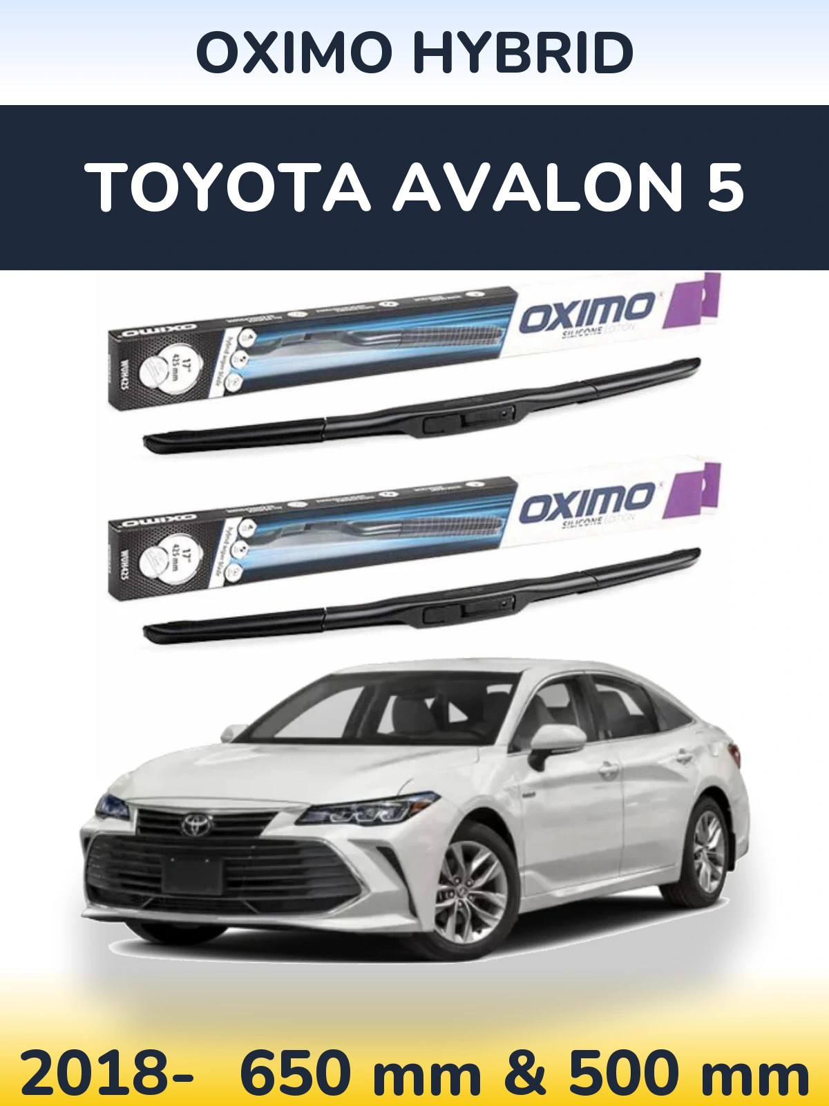 Komplet przednich wycieraczek Oximo Hybrid 650 & 500 mm do Toyota Avalon 5 2018-2026