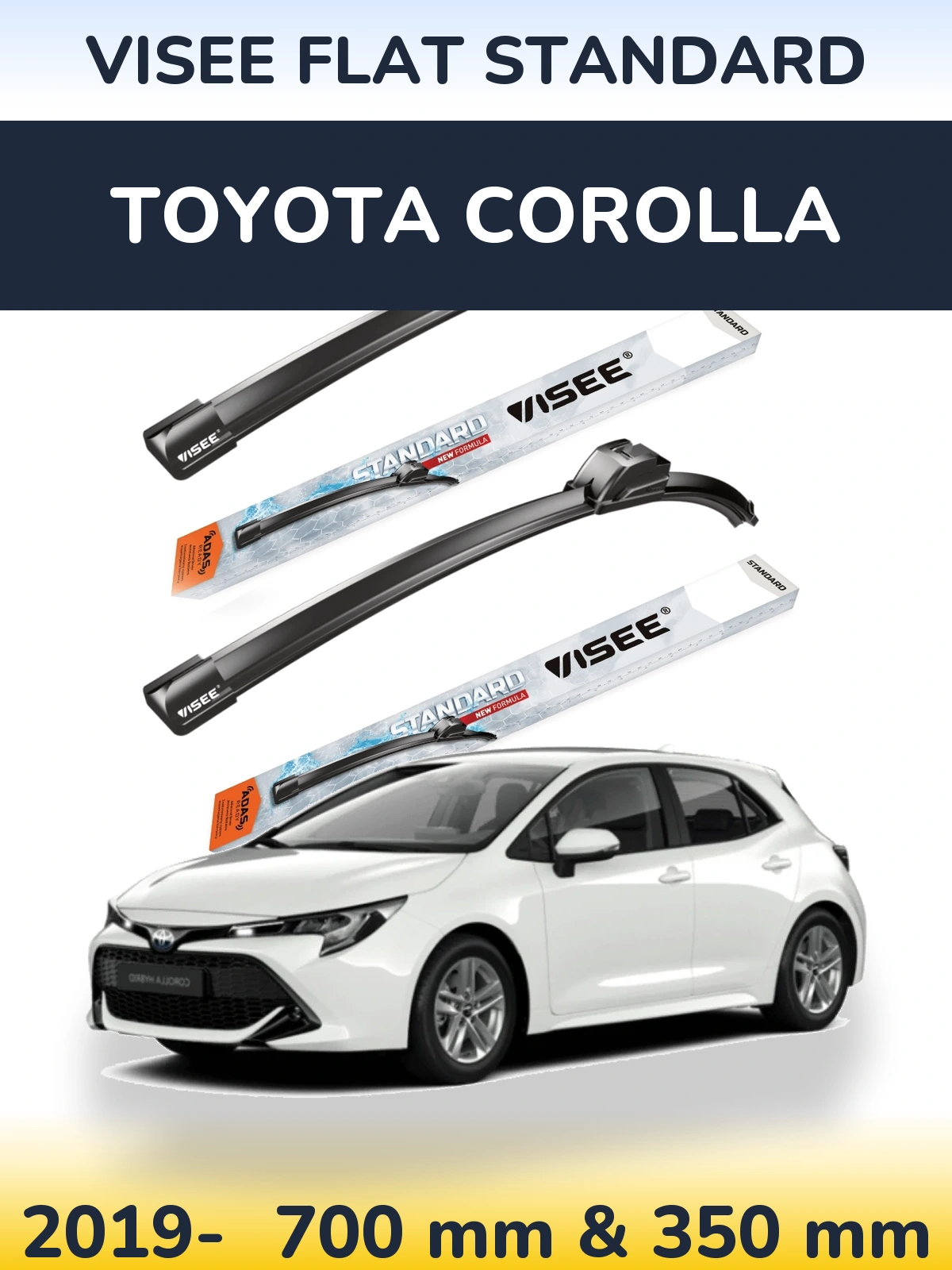 Комплект передних дворников VISEE FLAT STANDARD 700 & 350 мм для Toyota Corolla 2019-2026