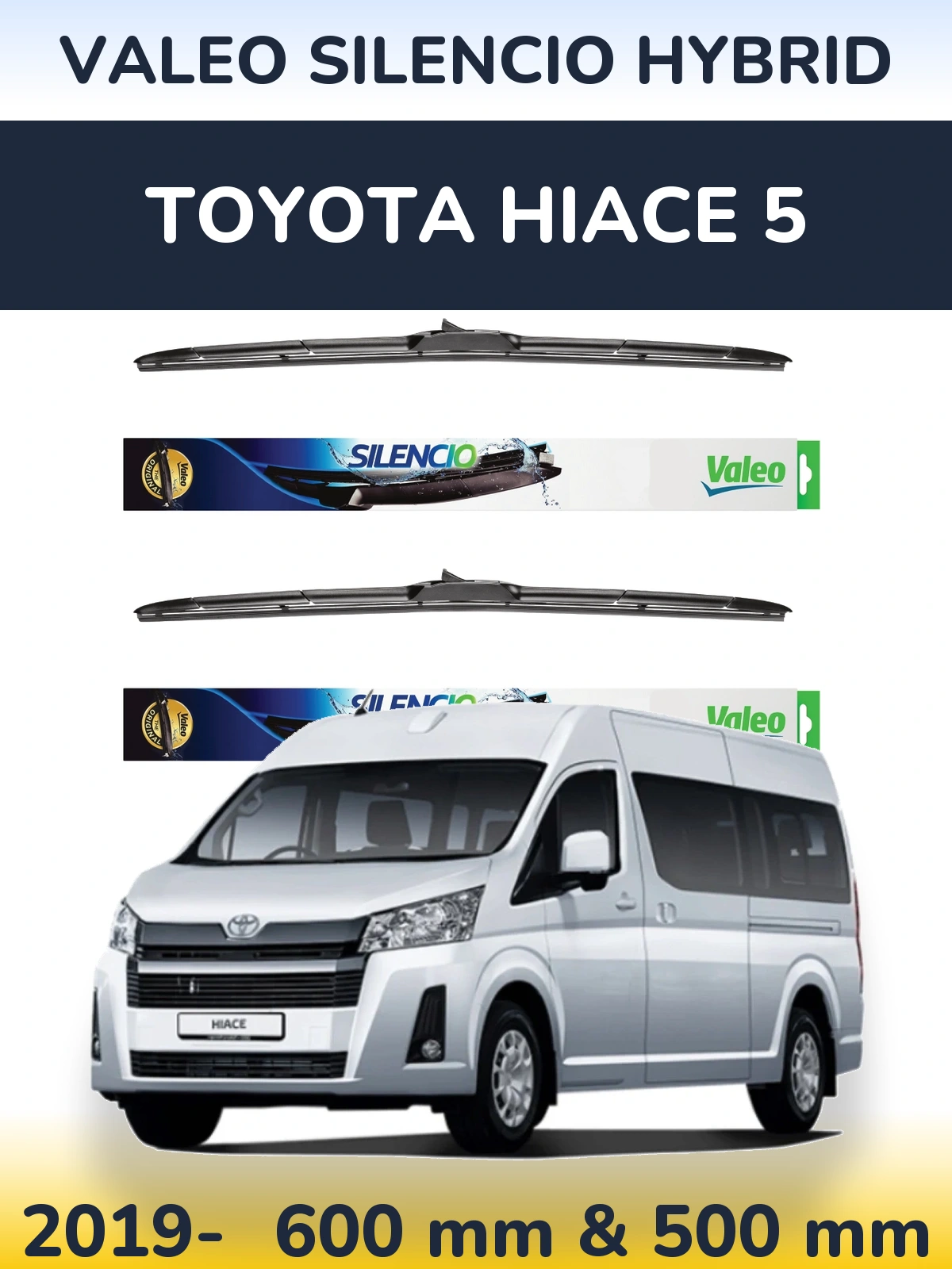 Комплект передних дворников Valeo Silencio Hybrid 600 & 500 мм для Toyota Hiace 5 2019-2026