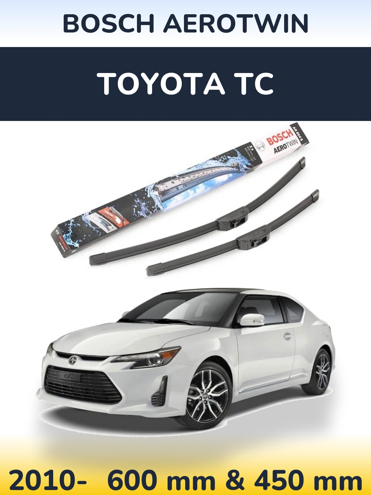 Комплект передніх щіток BOSCH AeroTwin 600 & 450 мм для Toyota tC 2010-2026