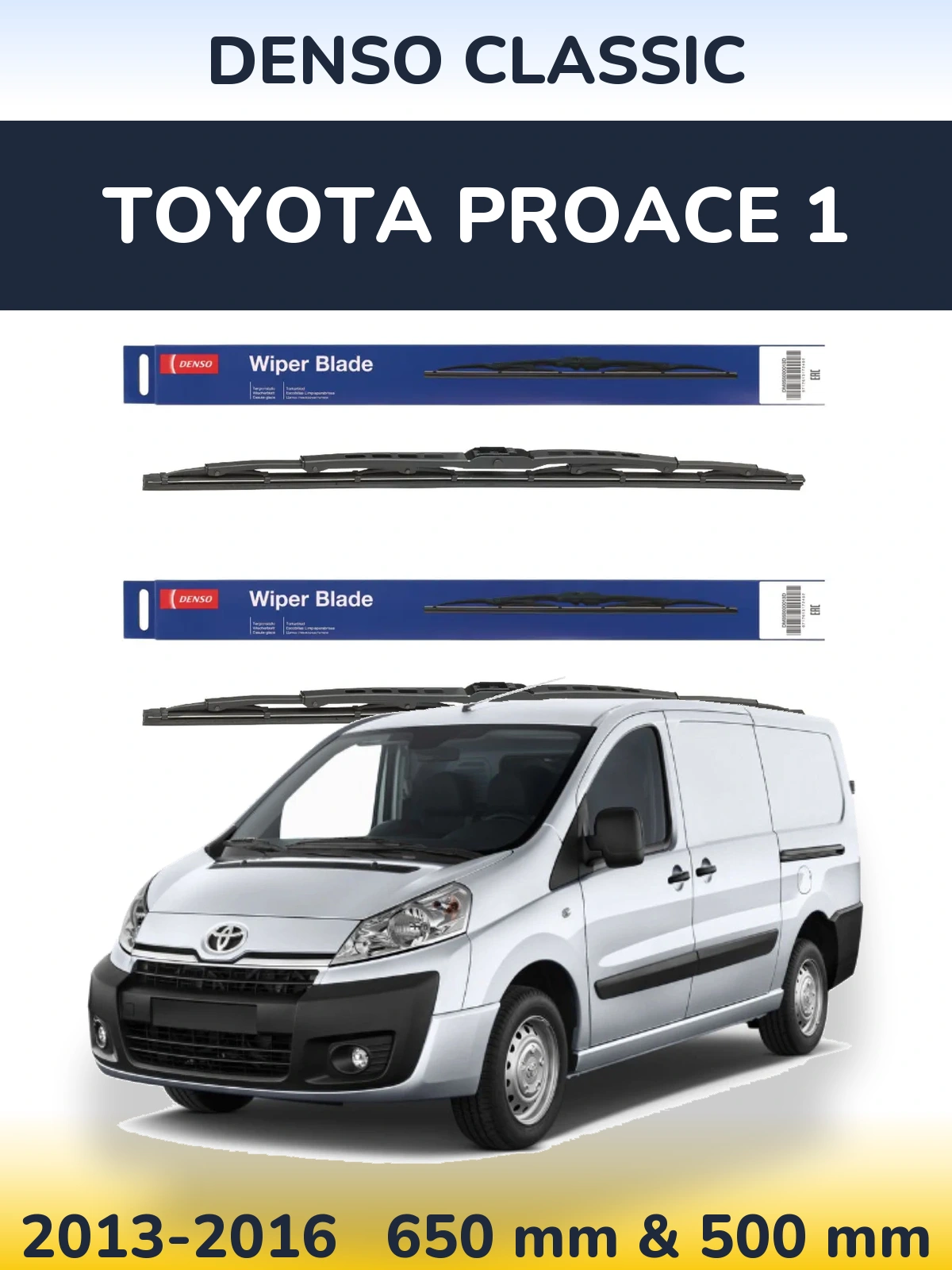 Komplet przednich wycieraczek Denso Classic 650 & 500 mm do Toyota ProAce 1 2013-2016