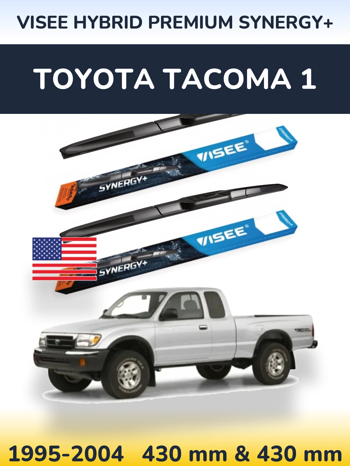 Комплект передніх щіток VISEE HYBRID PREMIUM SYNERGY+ 430 & 430 мм для Toyota Tacoma 1 1995-2004