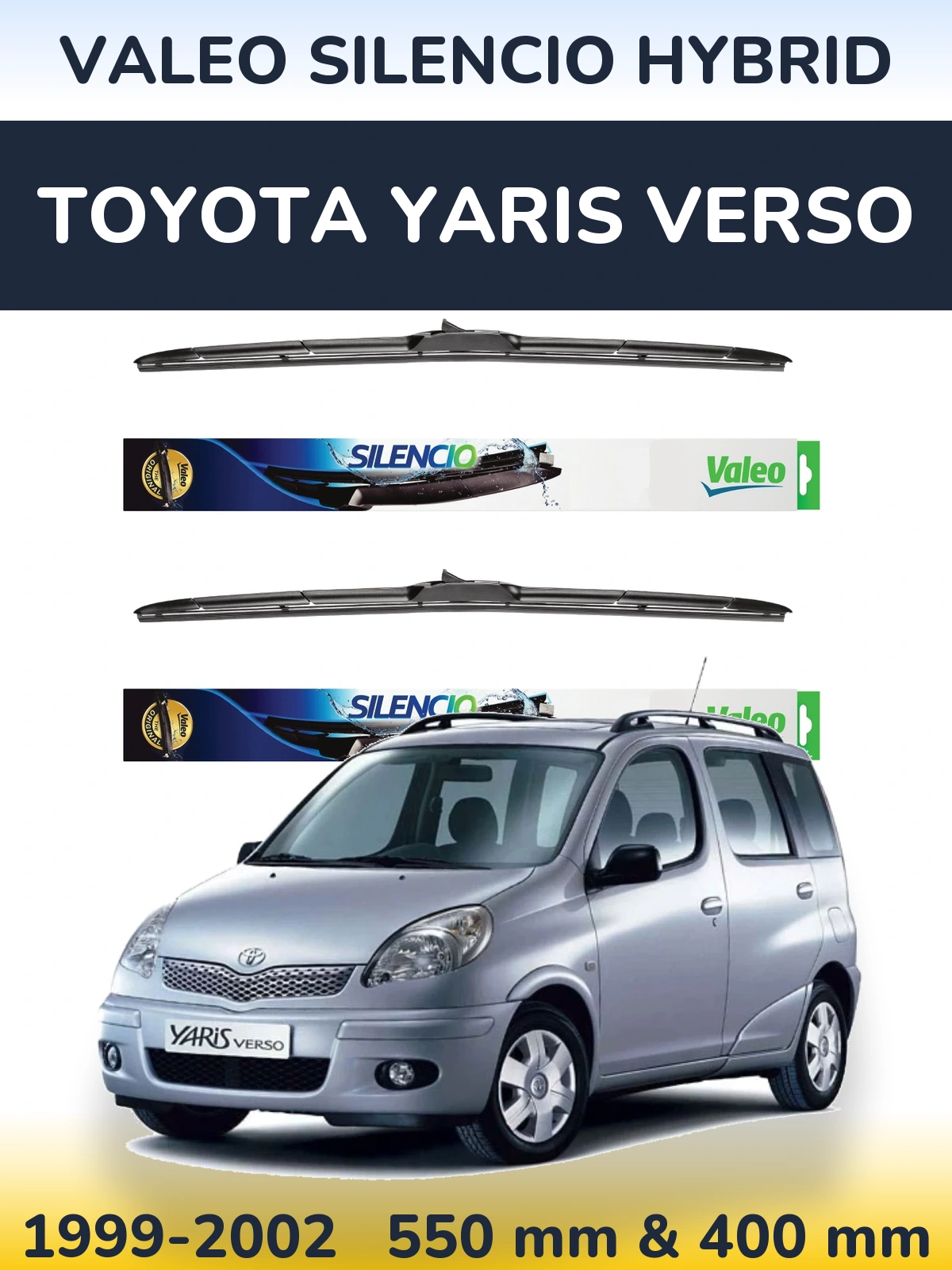 Комплект передних дворников Valeo Silencio Hybrid 550 & 400 мм для Toyota Yaris Verso 1999-2002