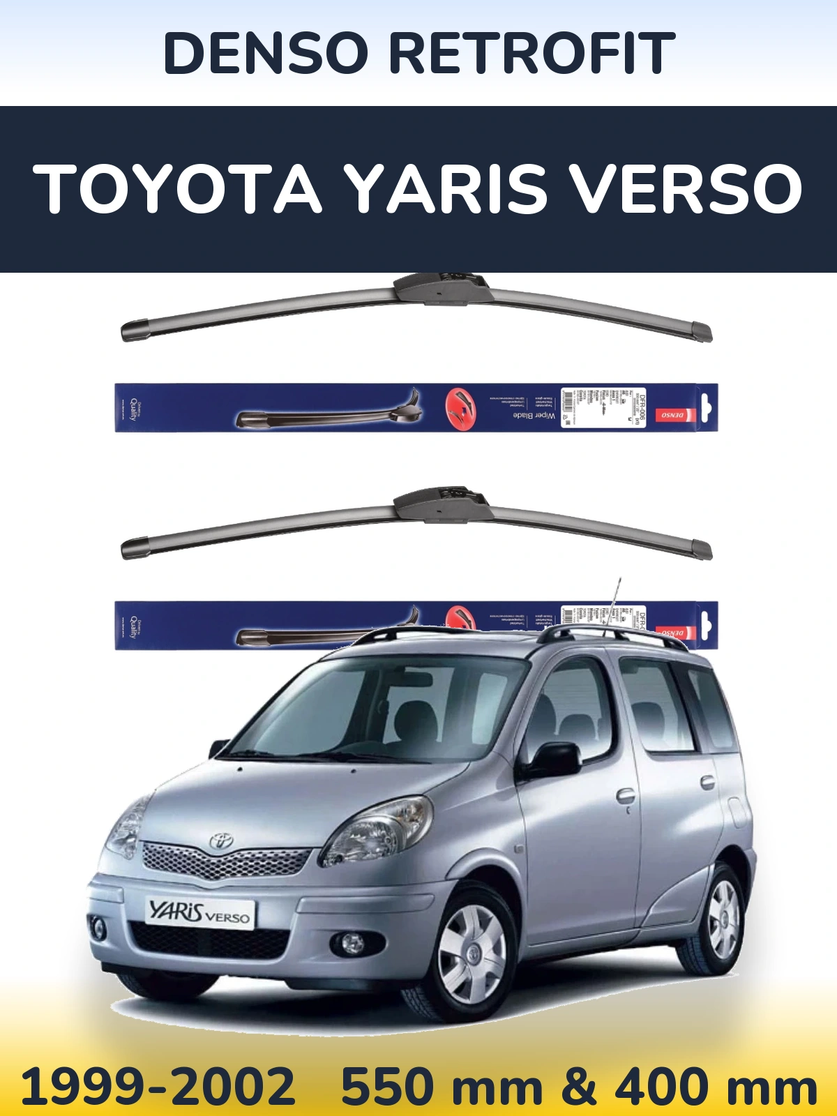 Комплект передних дворников Denso Retrofit 550 & 400 мм для Toyota Yaris Verso 1999-2002