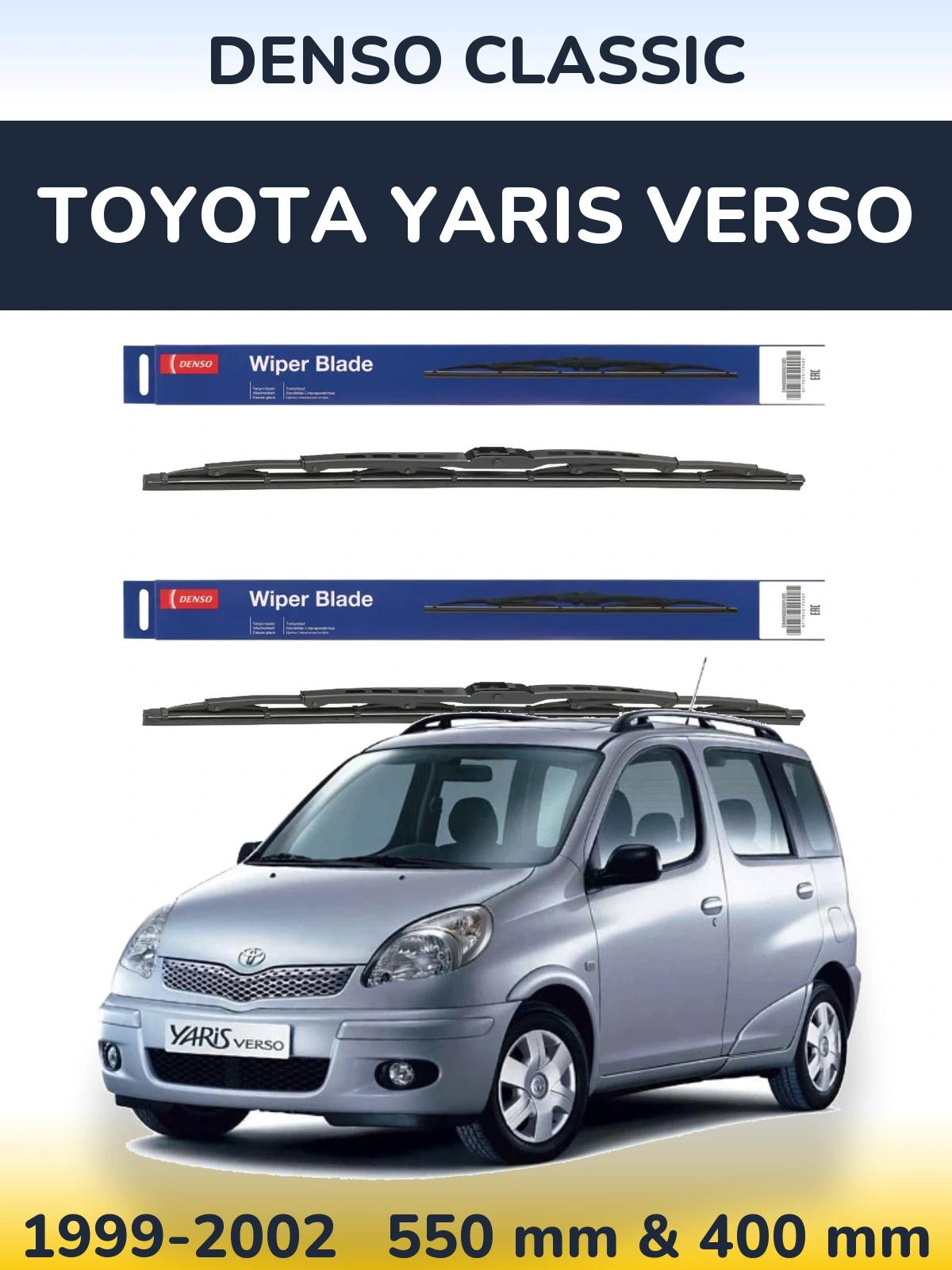 Komplet przednich wycieraczek Denso Classic 550 & 400 mm do Toyota Yaris Verso 1999-2002