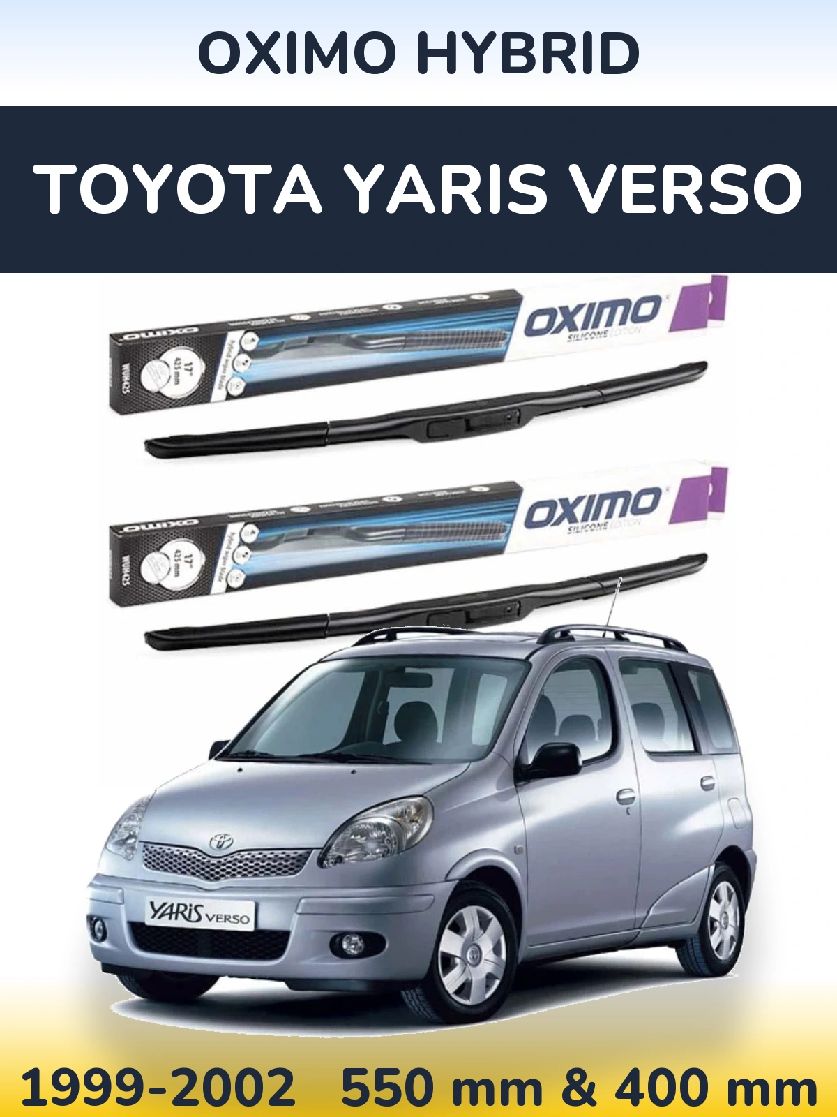 Комплект передних дворников Oximo Hybrid 550 & 400 мм для Toyota Yaris Verso 1999-2002