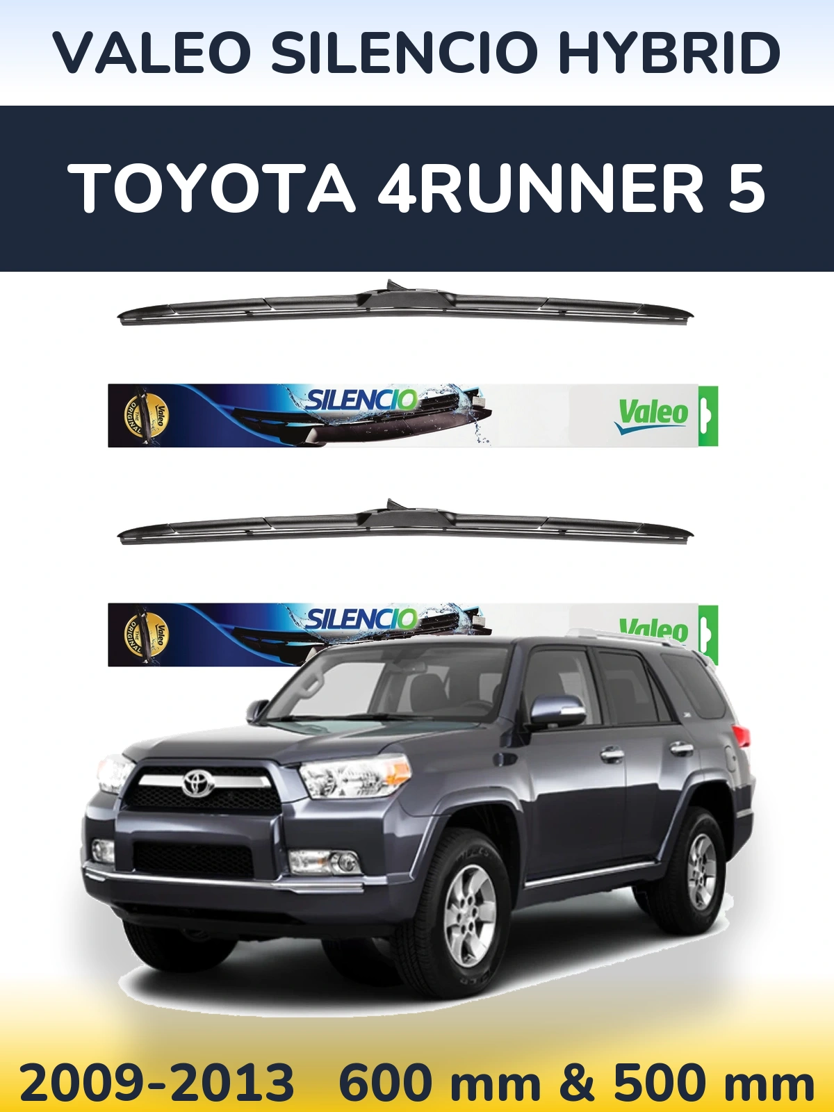 Комплект передних дворников Valeo Silencio Hybrid 600 & 500 мм для Toyota 4Runner 5 2009-2013