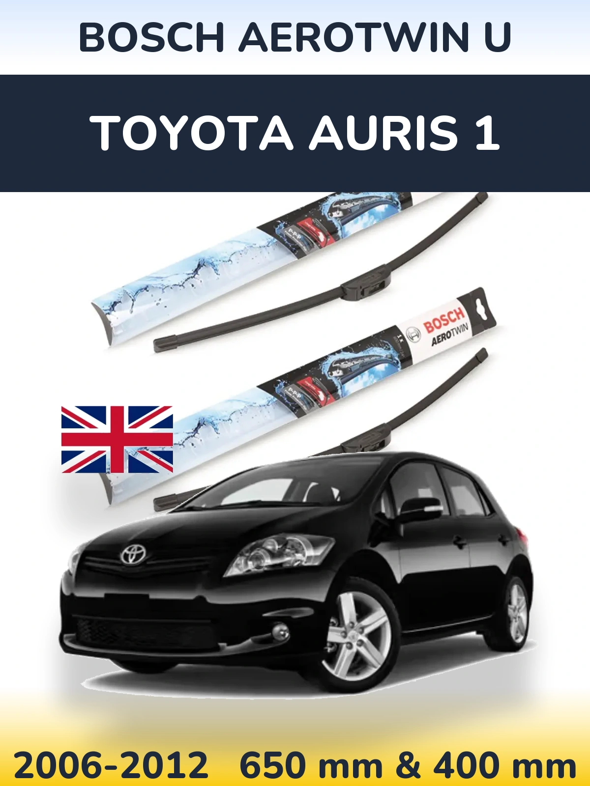 Комплект передних дворников BOSCH AeroTwin U 650 & 400 мм для Toyota Auris 1 2006-2012